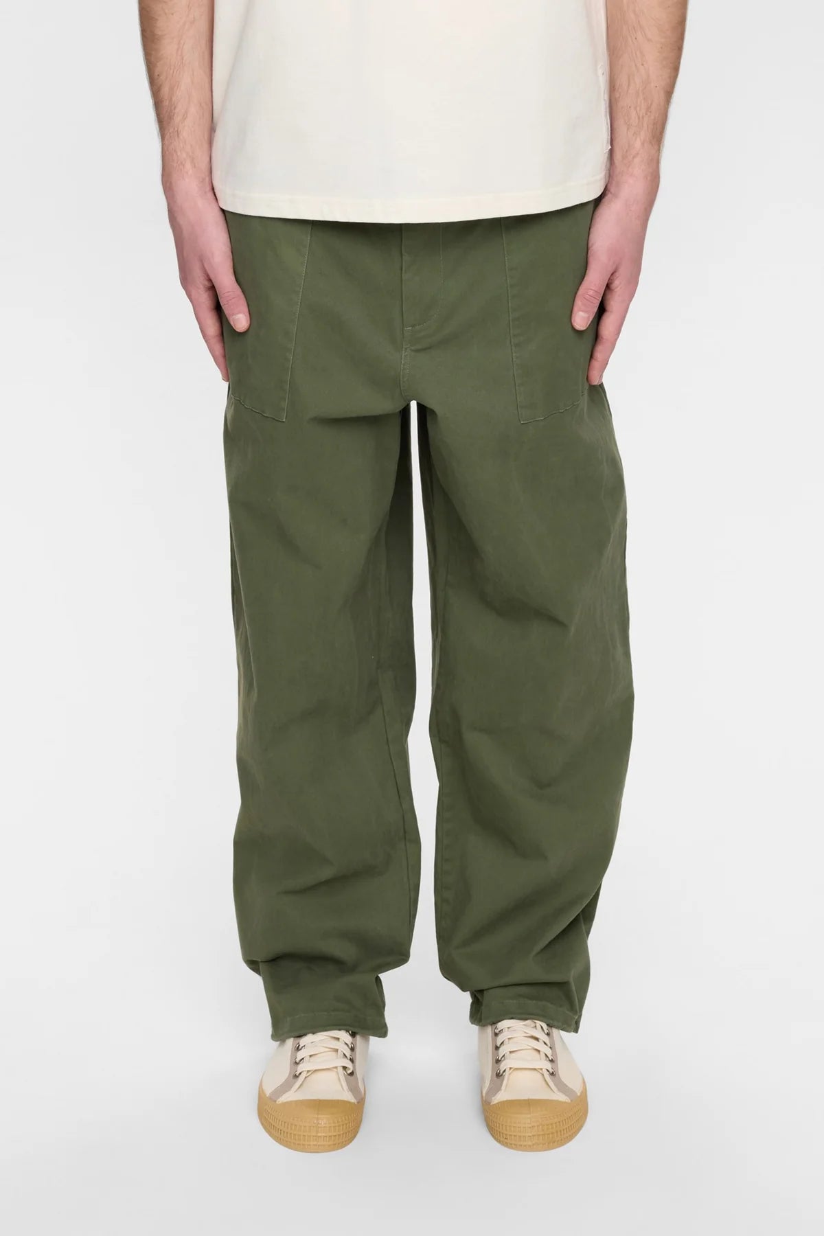 PANTALONI IN COTONE VERDE OLIVA