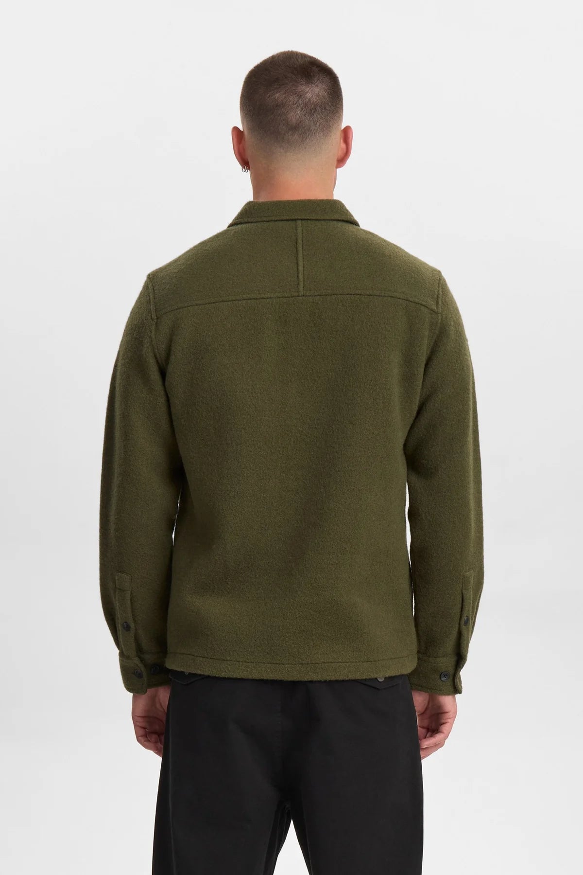 OVERSHIRT IN LANA COTTA VERDE MILITARE