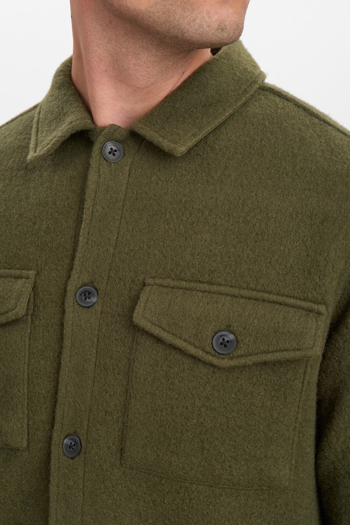 OVERSHIRT IN LANA COTTA VERDE MILITARE