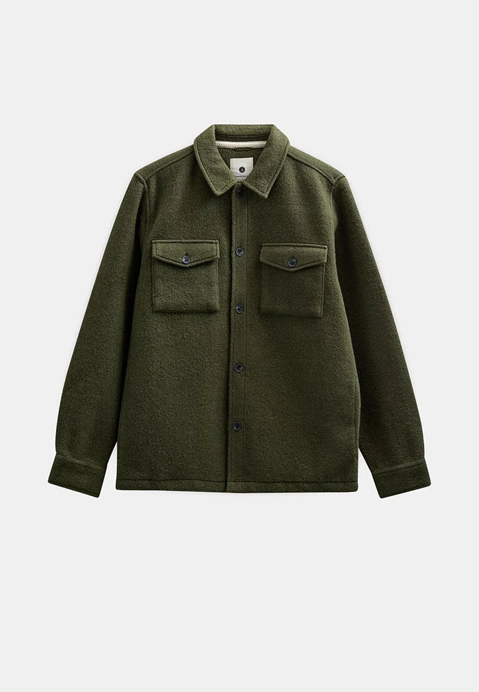 OVERSHIRT IN LANA COTTA VERDE MILITARE