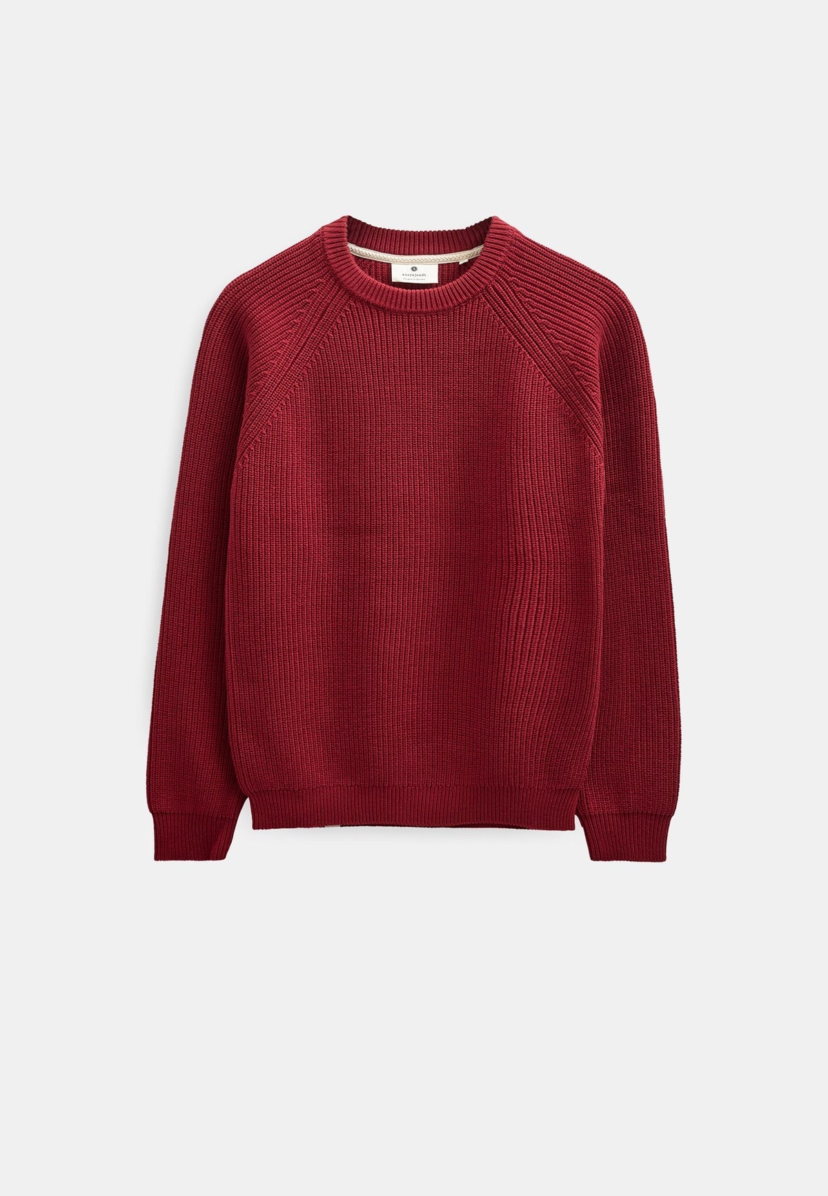 MAGLIONE GIROCOLLO A COSTE IN COTONE ROSSO