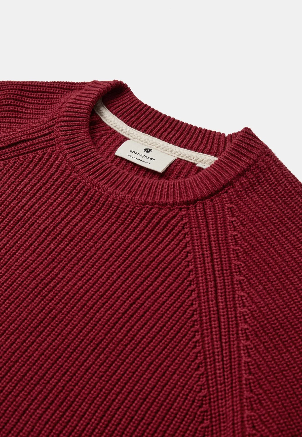 MAGLIONE GIROCOLLO A COSTE IN COTONE ROSSO