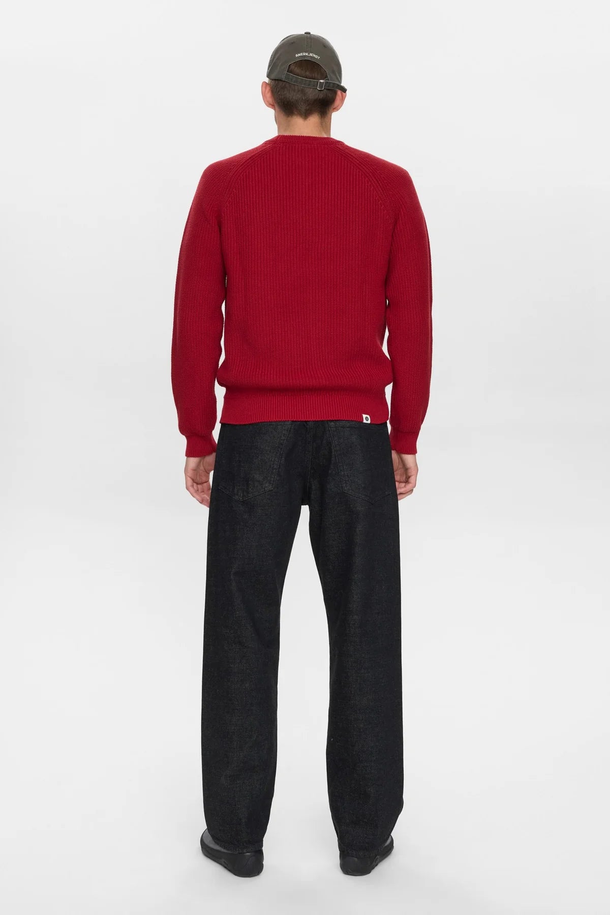 MAGLIONE GIROCOLLO A COSTE IN COTONE ROSSO