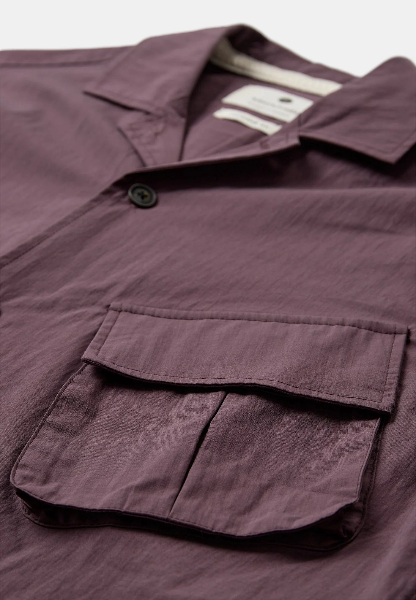 CAMICIA A MANICHE CORTE IN COTONE VINACCIA