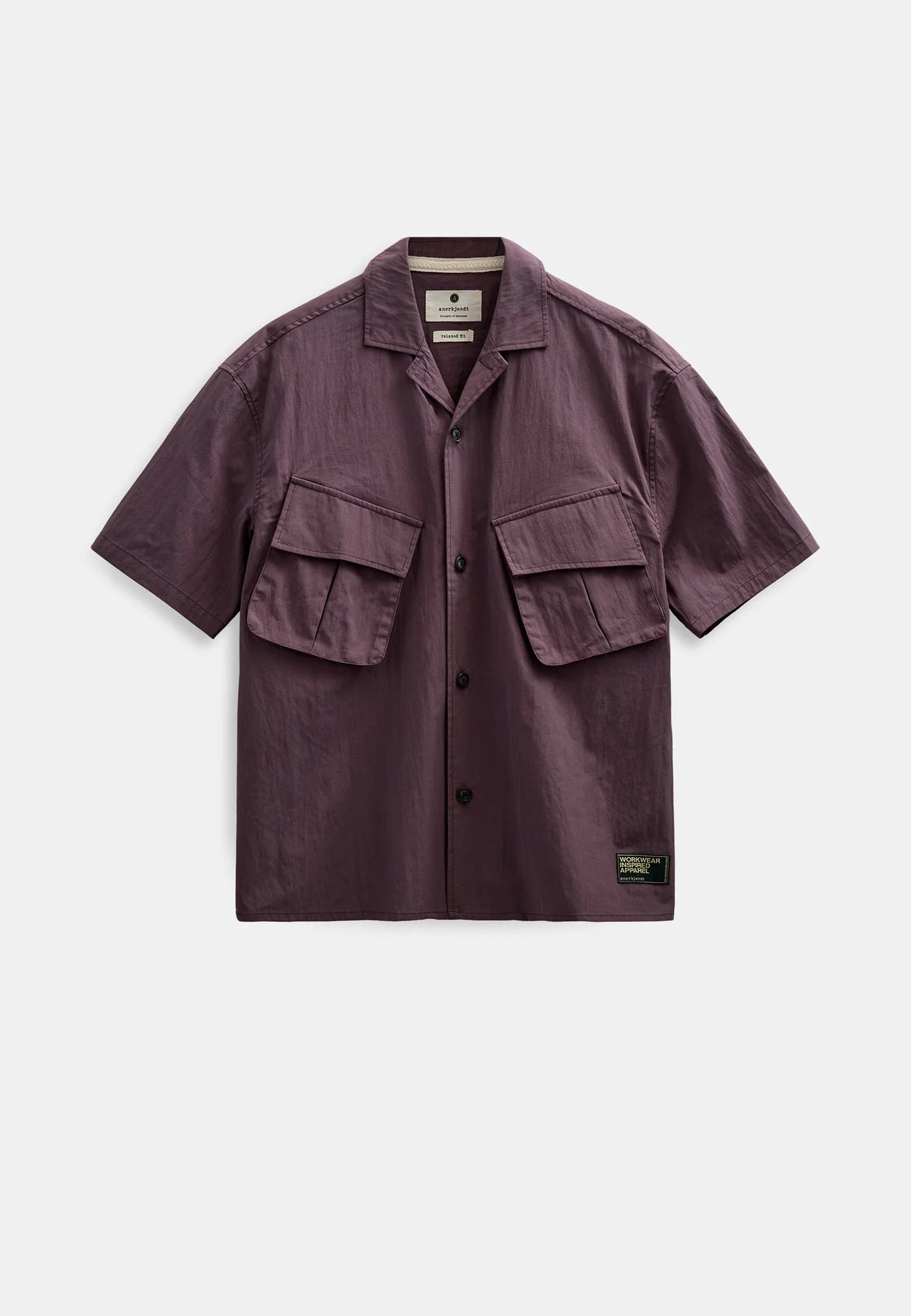 CAMICIA A MANICHE CORTE IN COTONE VINACCIA