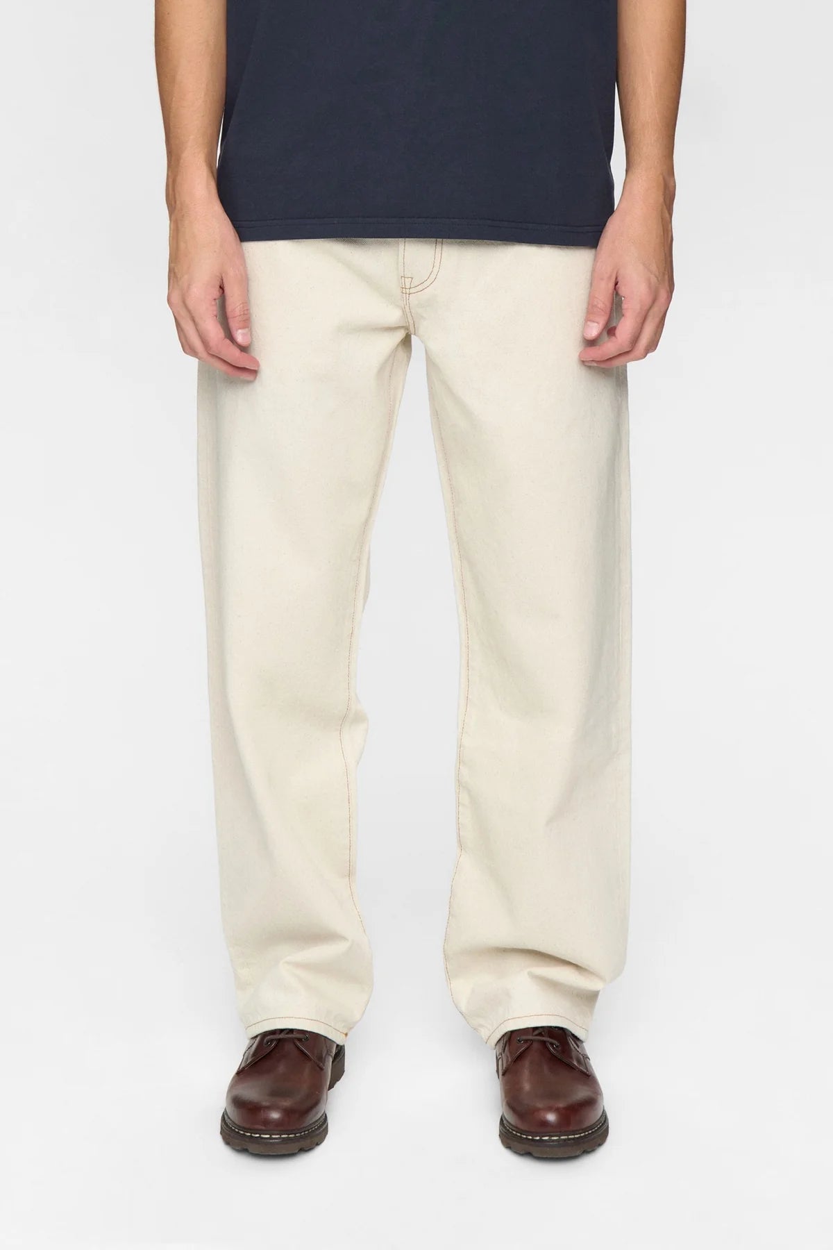 JEANS RELAXED FIT IN COTONE ECRU