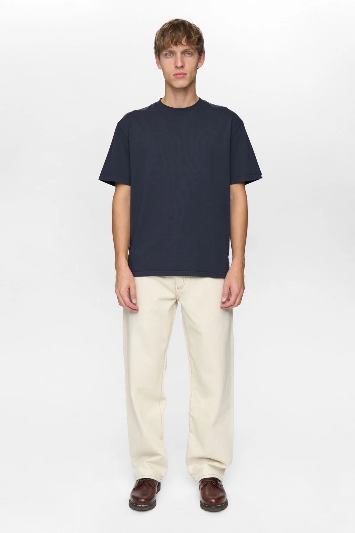JEANS RELAXED FIT IN COTONE ECRU