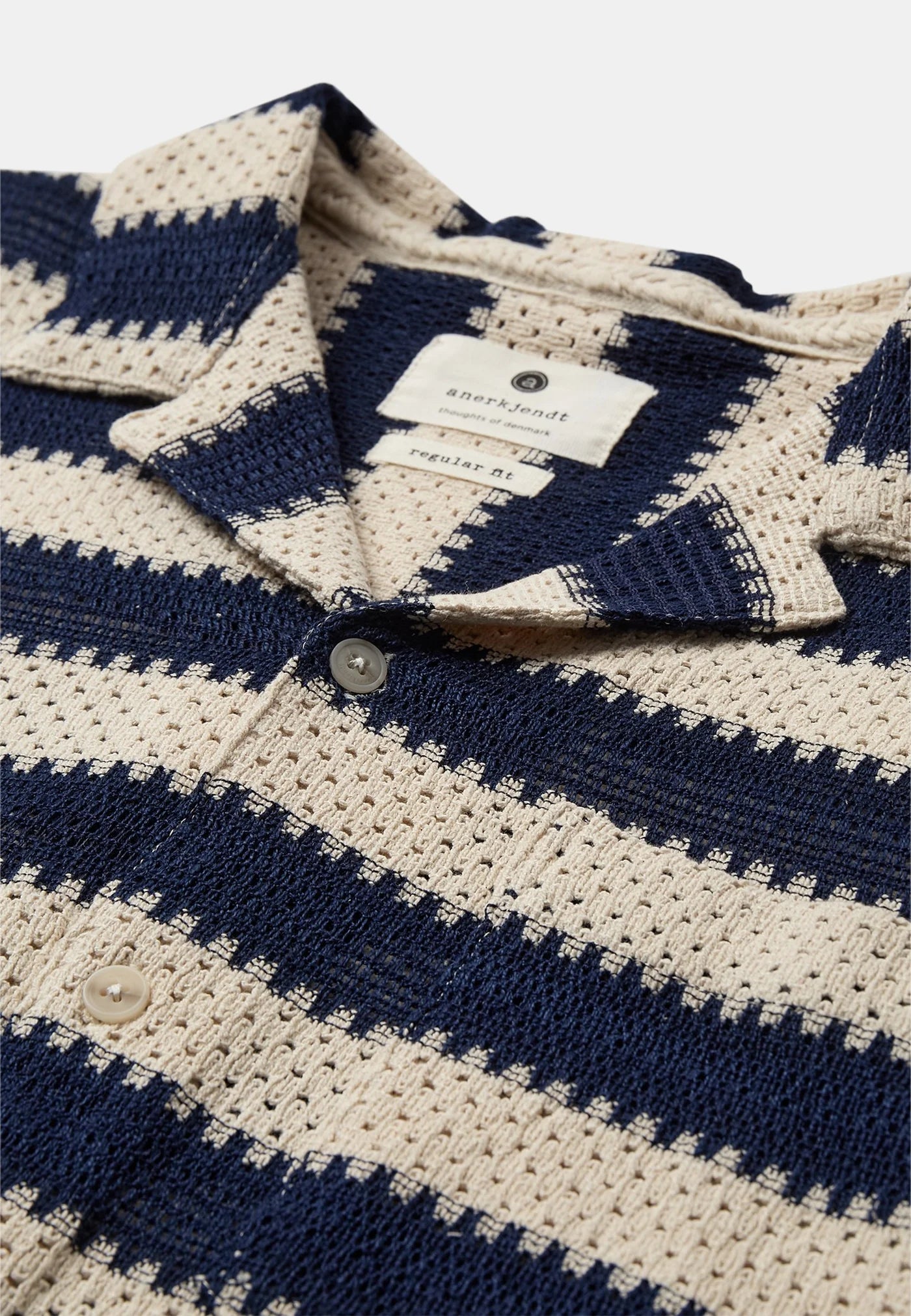 CAMICIA A MANICHE CORTE A RIGHE BLU E TOFU
