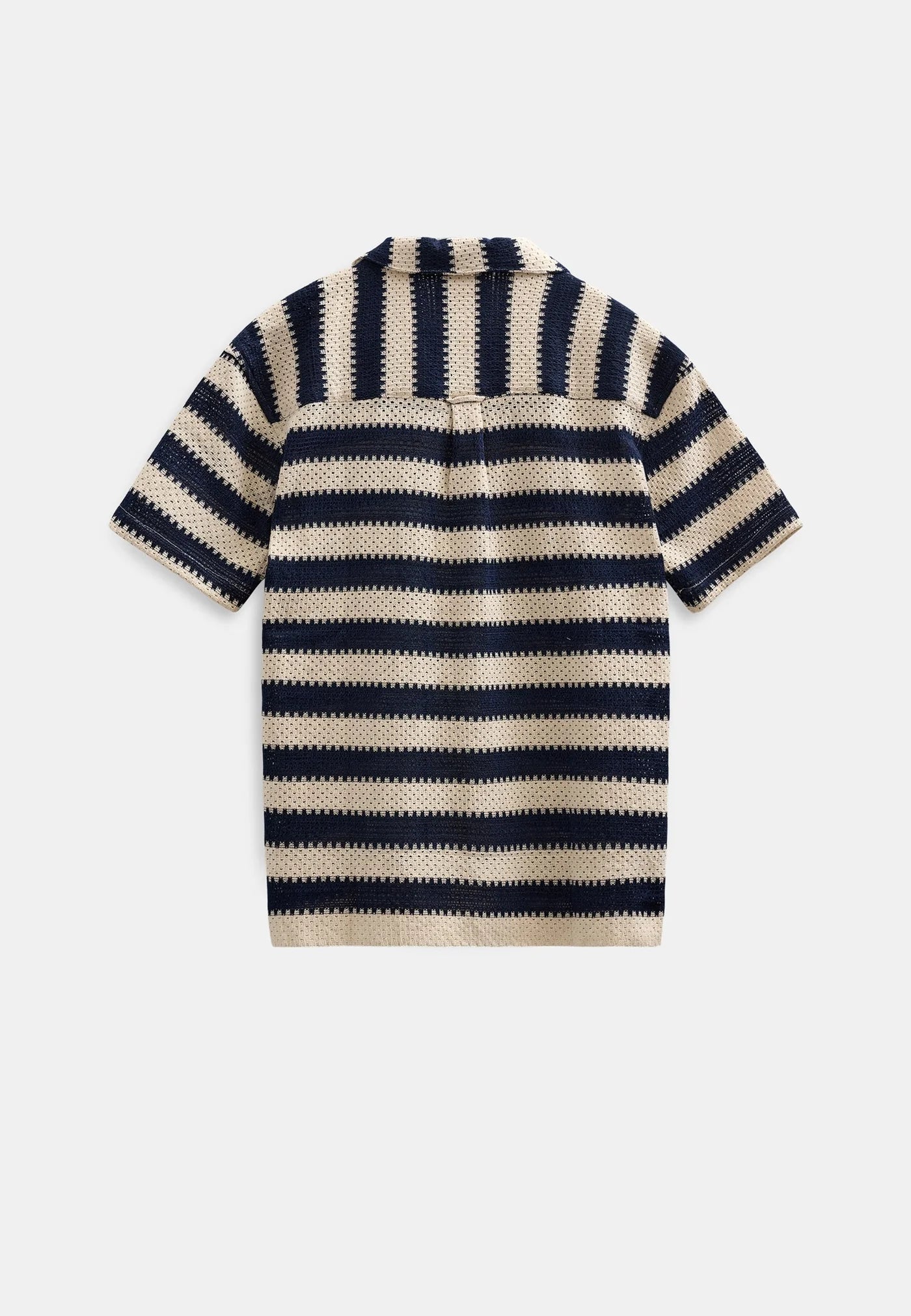 CAMICIA A MANICHE CORTE A RIGHE BLU E TOFU