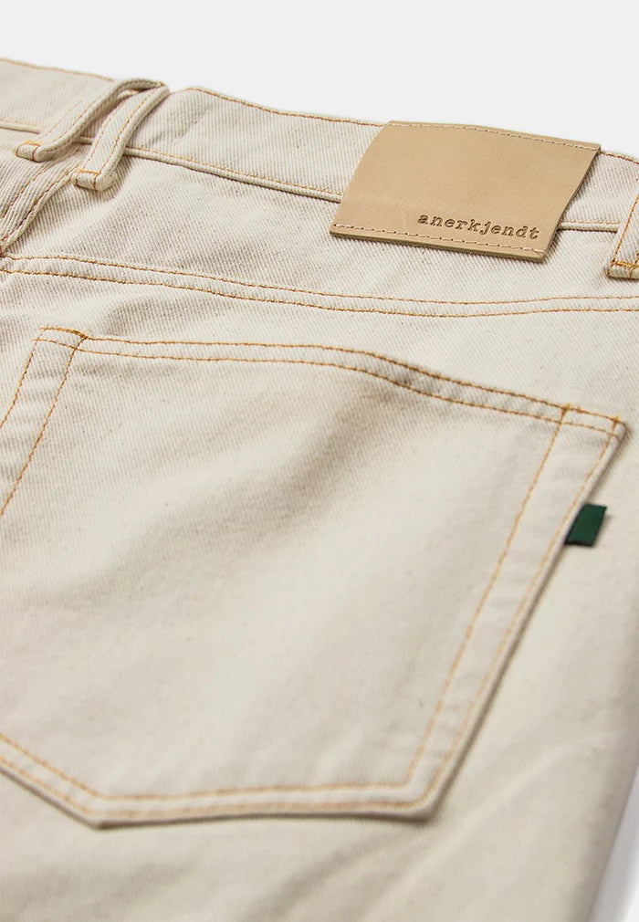 JEANS CROP IN COTONE ECRU