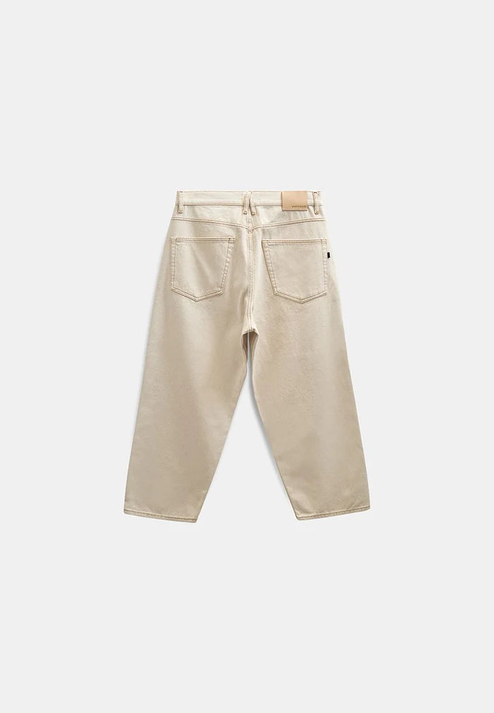 JEANS CROP IN COTONE ECRU