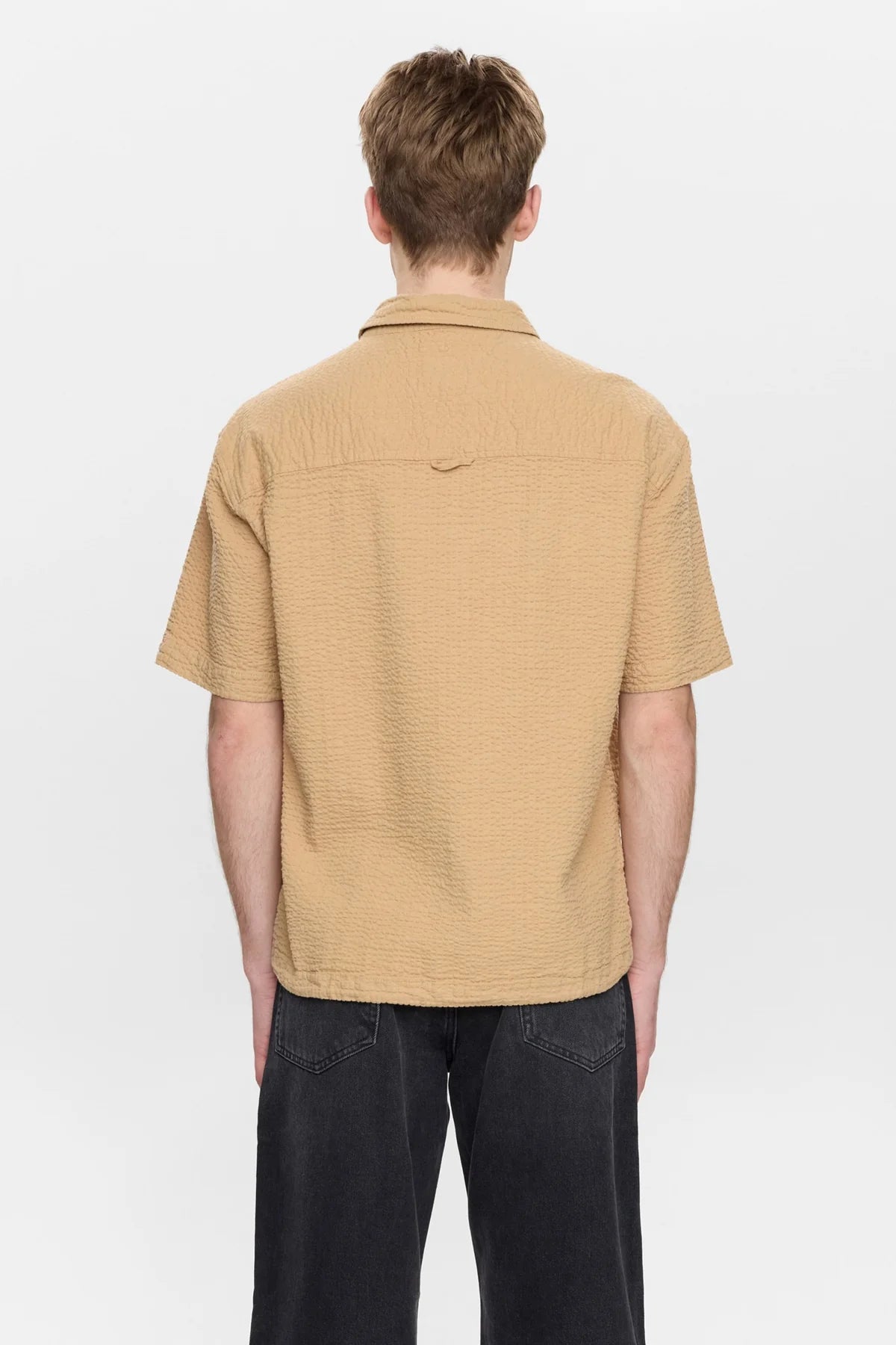 OVERSHIRT A MANICHE CORTE IN COTONE INCENSO