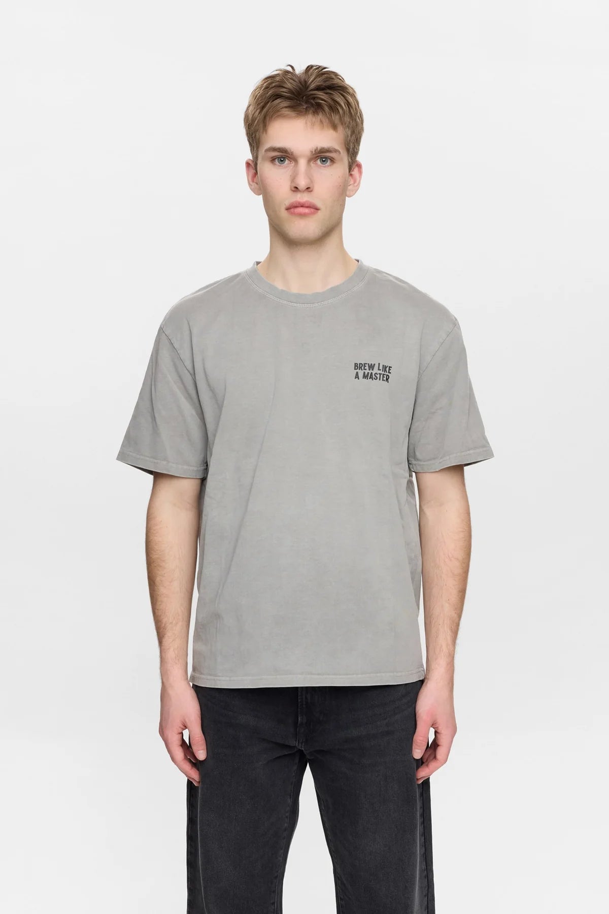 T-SHIRT CON GRAFICA IN COTONE GRIGIO