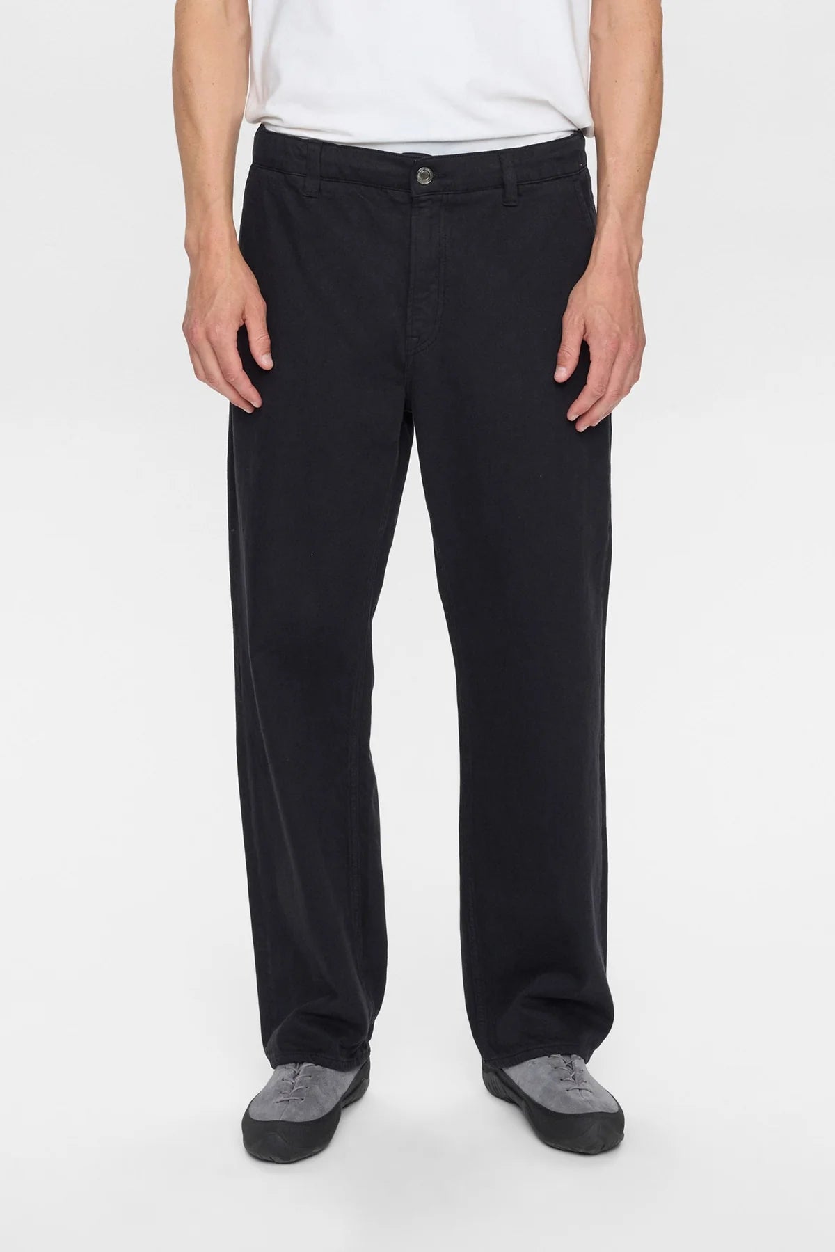 PANTALONI IN TWILL DI COTONE NERO CAVIAR