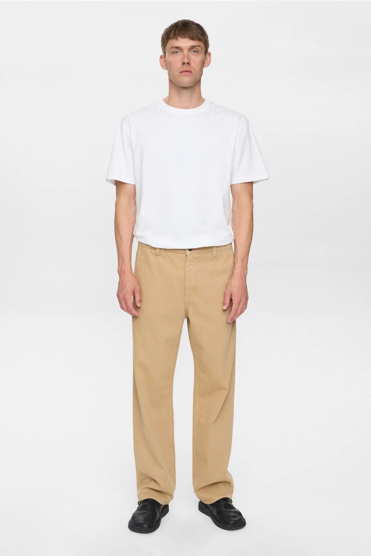PANTALONI RELAXED FIT IN COTONE MARRONE CHIARO