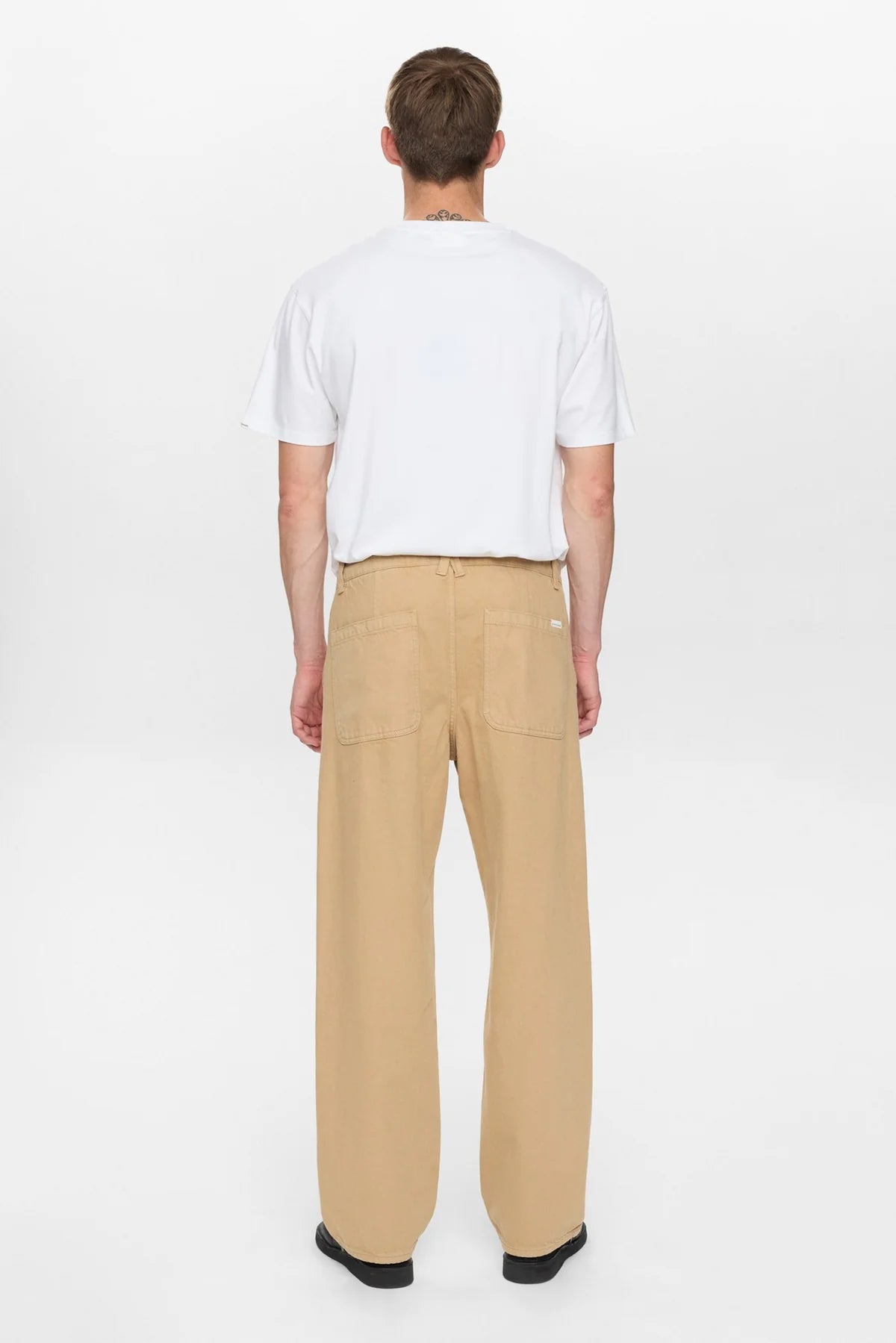 PANTALONI RELAXED FIT IN COTONE MARRONE CHIARO