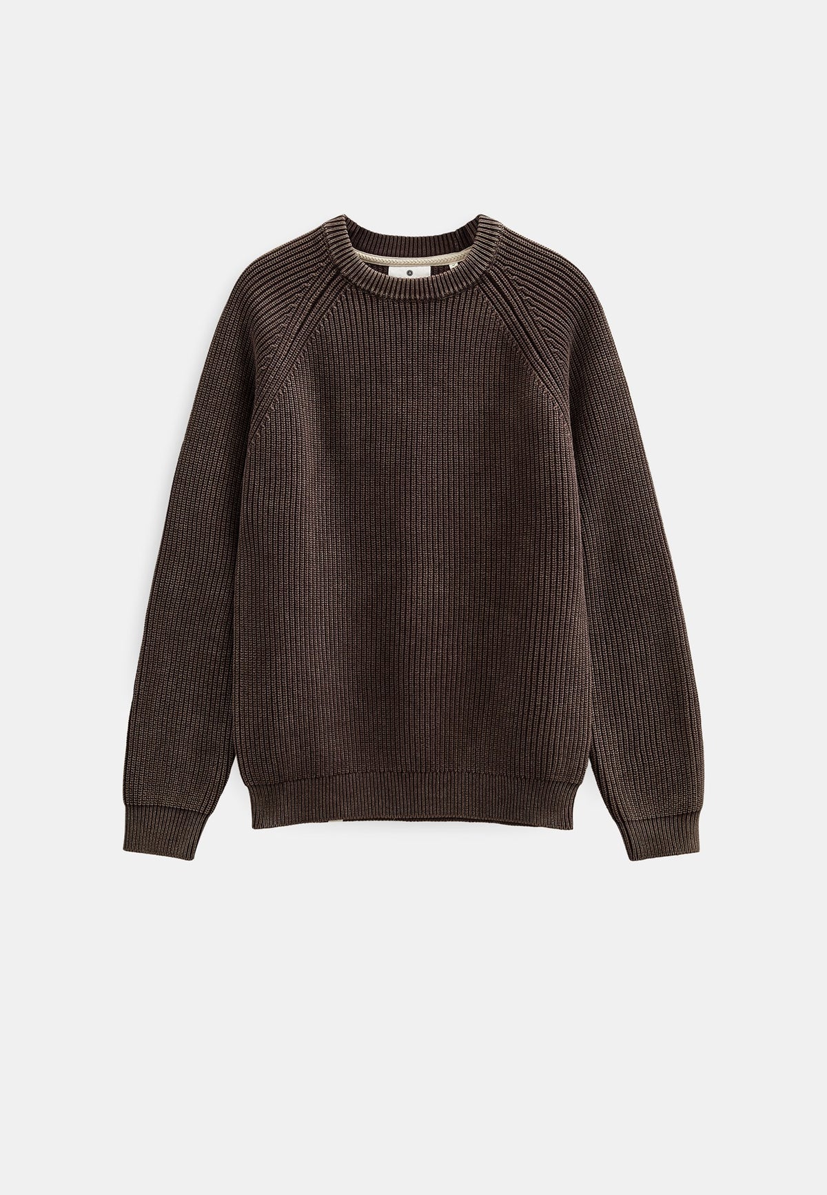 MAGLIONE GIROCOLLO A COSTE IN COTONE MARRONE
