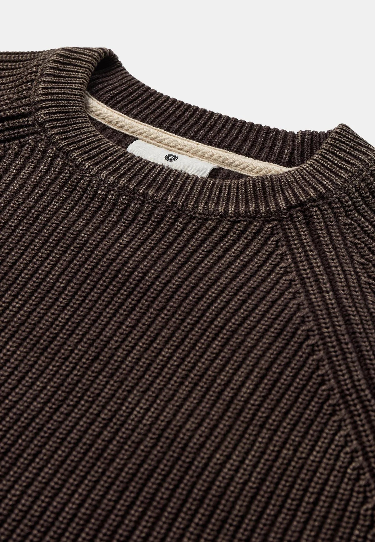MAGLIONE GIROCOLLO A COSTE IN COTONE MARRONE
