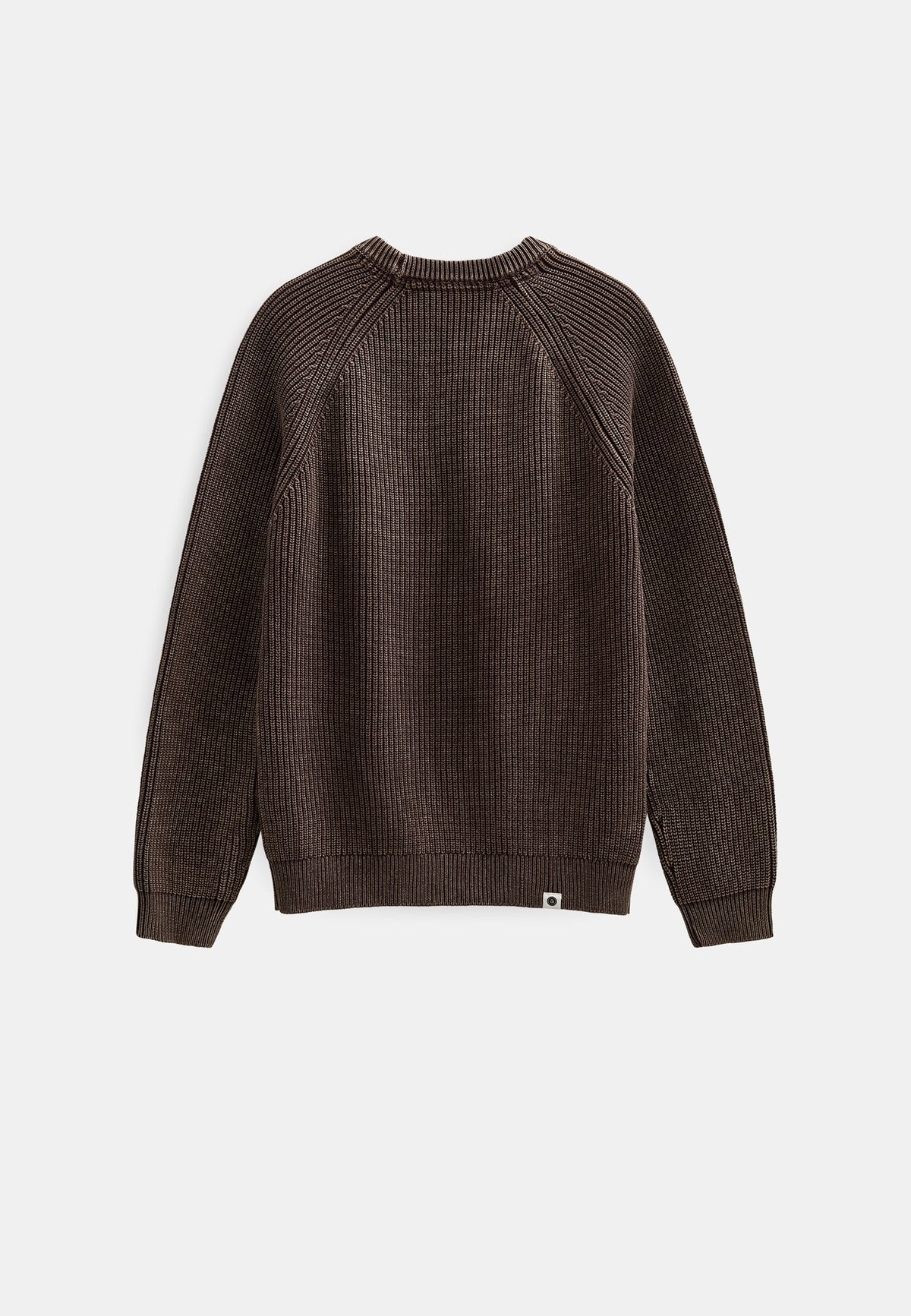 MAGLIONE GIROCOLLO A COSTE IN COTONE MARRONE