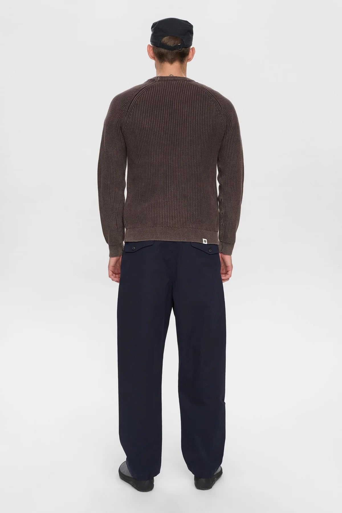 MAGLIONE GIROCOLLO A COSTE IN COTONE MARRONE