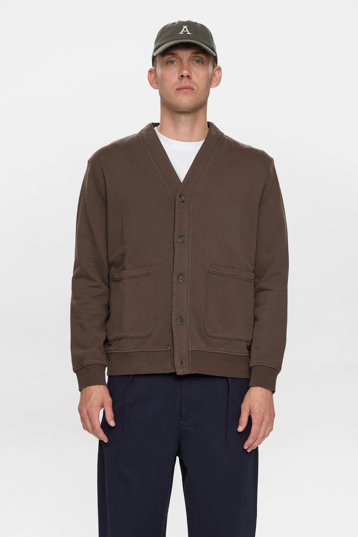 CARDIGAN IN COTONE MARRONE