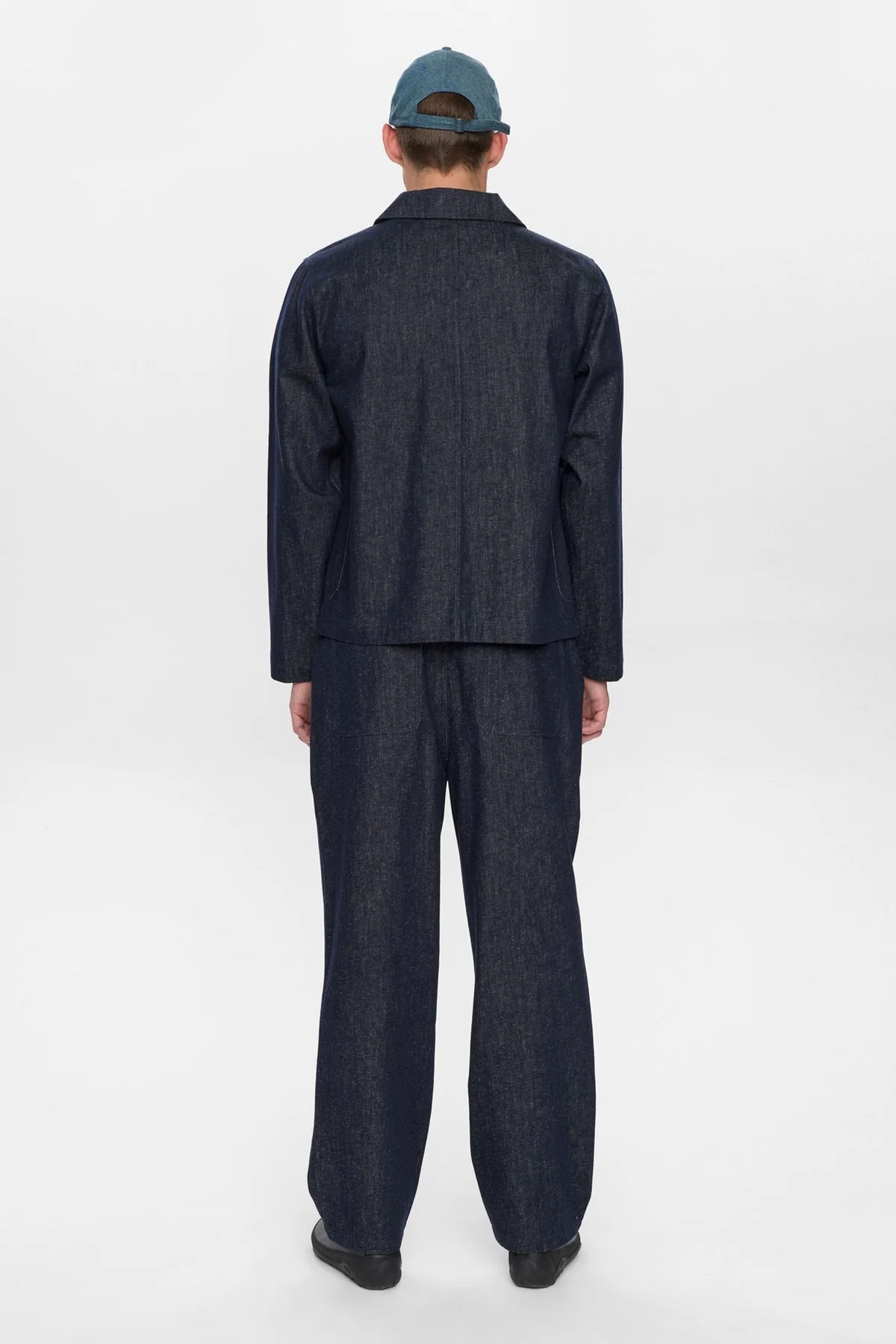 OVERSHIRT DENIM IN COTONE E LINO BLU SCURO