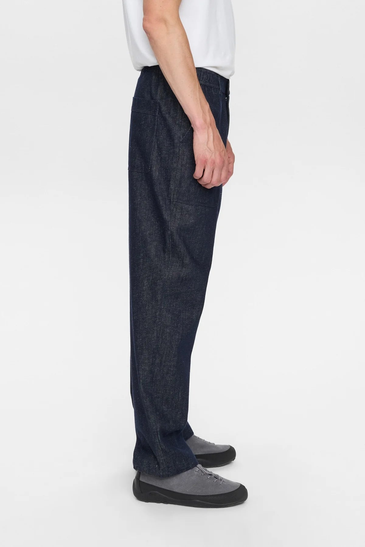 JEANS IN COTONE E LINO BLU SCURO