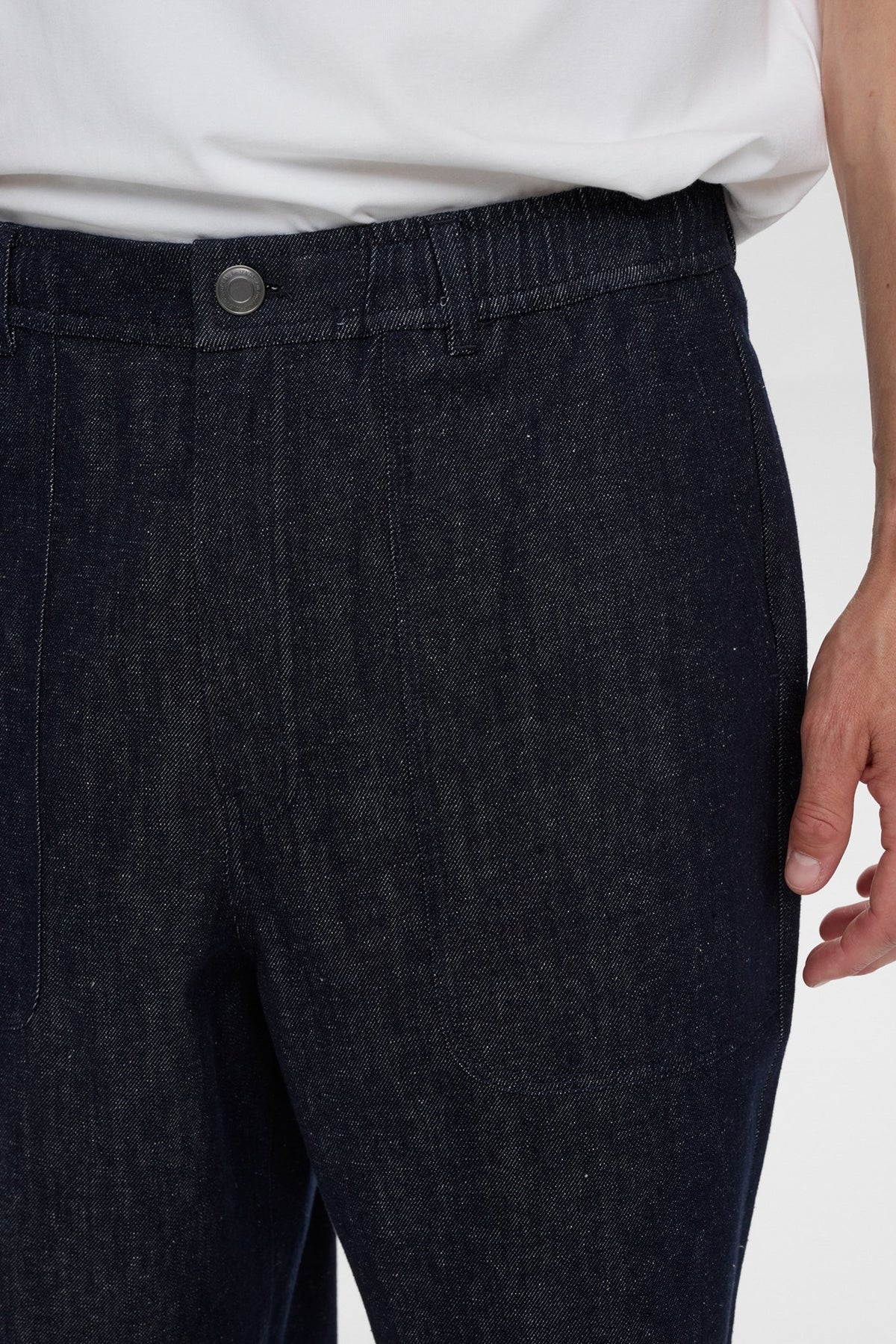 JEANS IN COTONE E LINO BLU SCURO