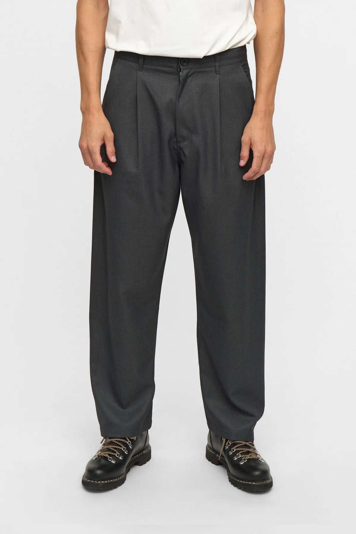 PANTALONE LOOSE FIT IN LANA GRIGIO