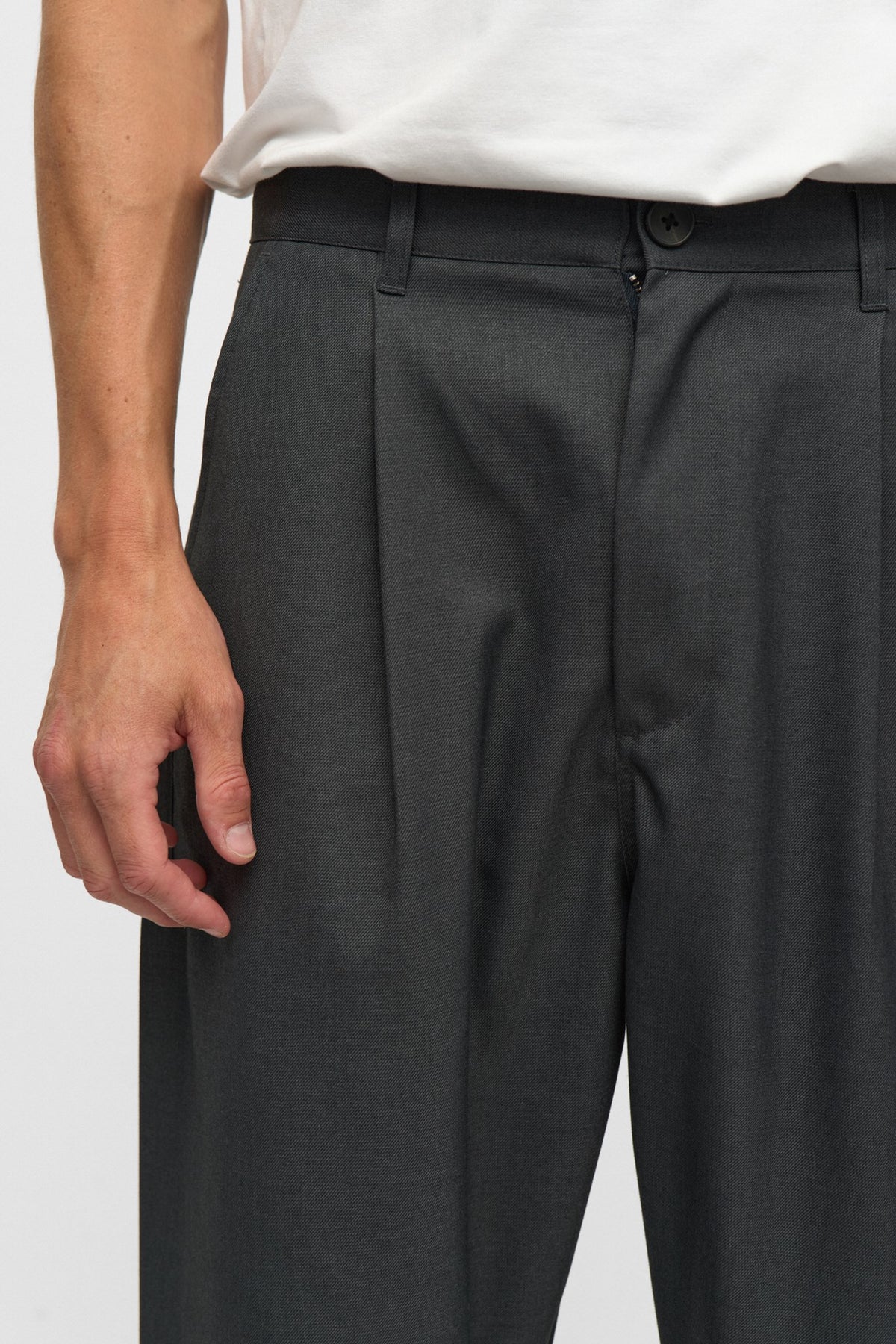 PANTALONE LOOSE FIT IN LANA GRIGIO