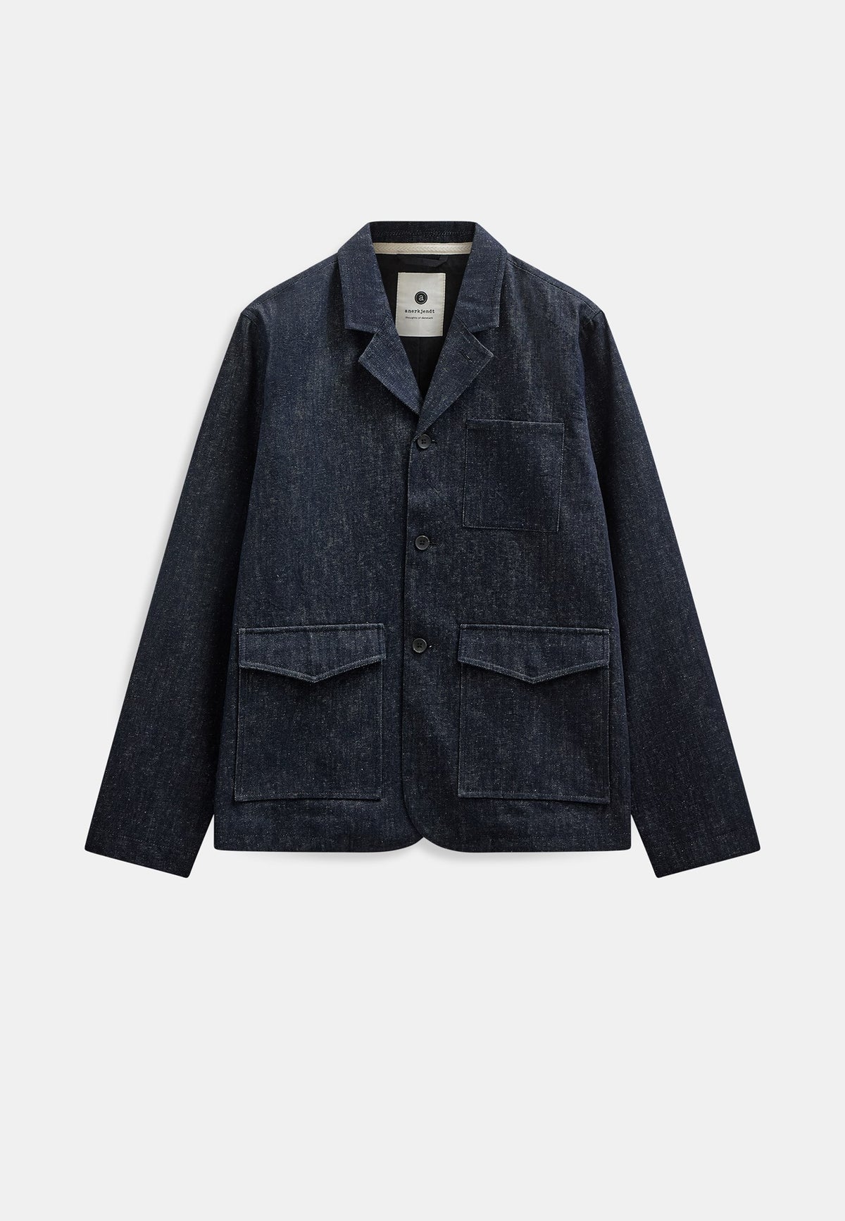 BLAZER DENIM IN LINO E COTONE BLU SCURO