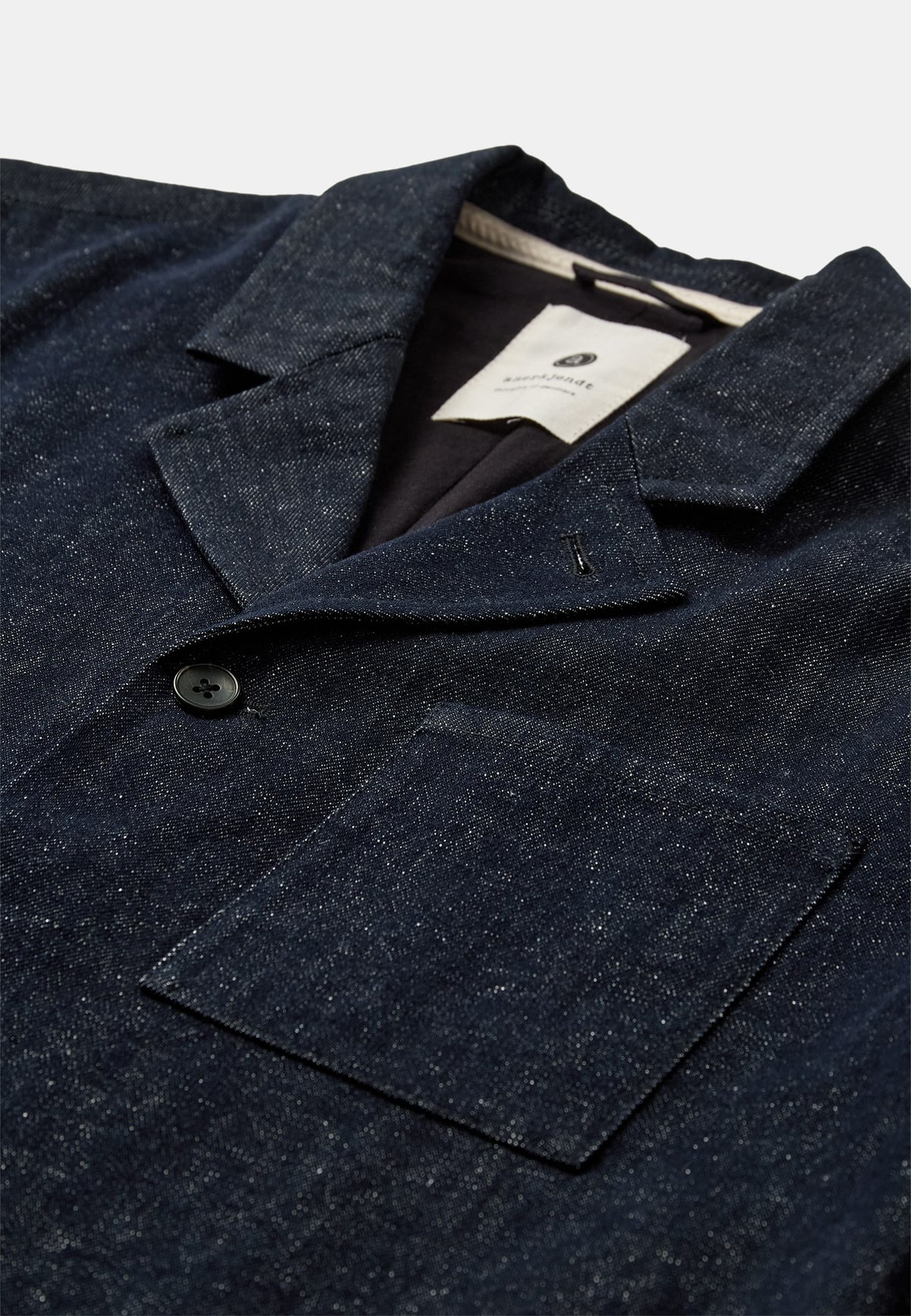 BLAZER DENIM IN LINO E COTONE BLU SCURO