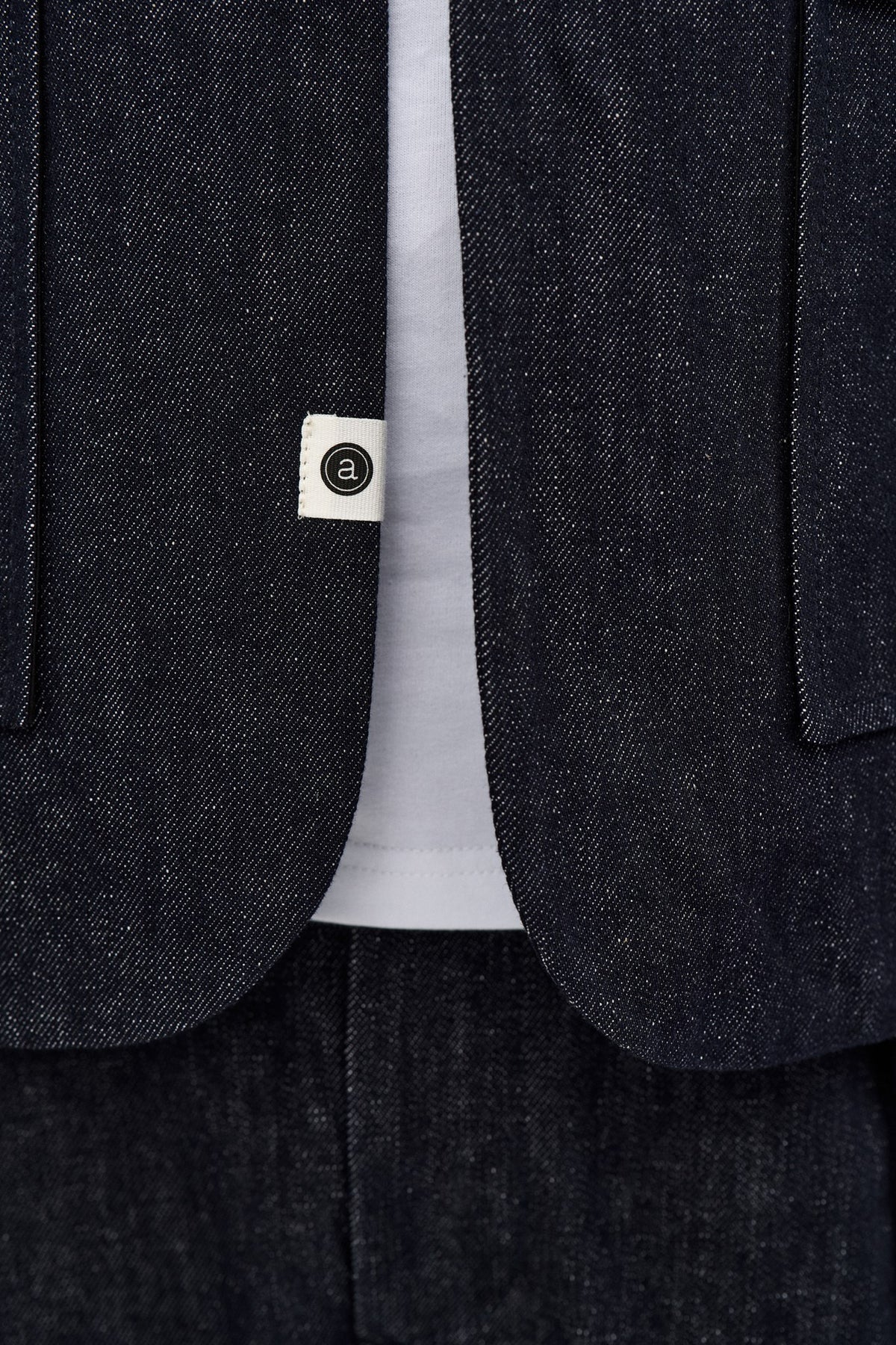 BLAZER DENIM IN LINO E COTONE BLU SCURO
