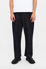 PANTALONI DENIM IN COTONE E LINO BLU SCURO