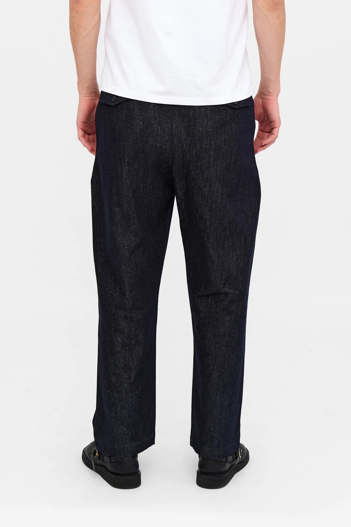 PANTALONI DENIM IN COTONE E LINO BLU SCURO
