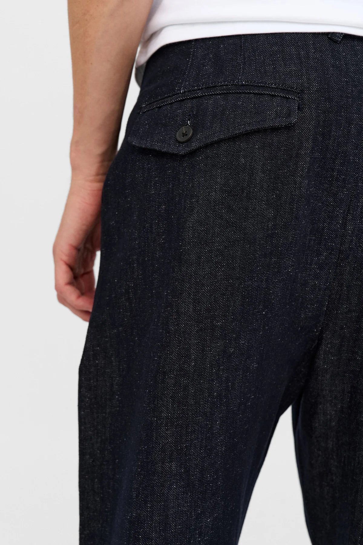 PANTALONI DENIM IN COTONE E LINO BLU SCURO
