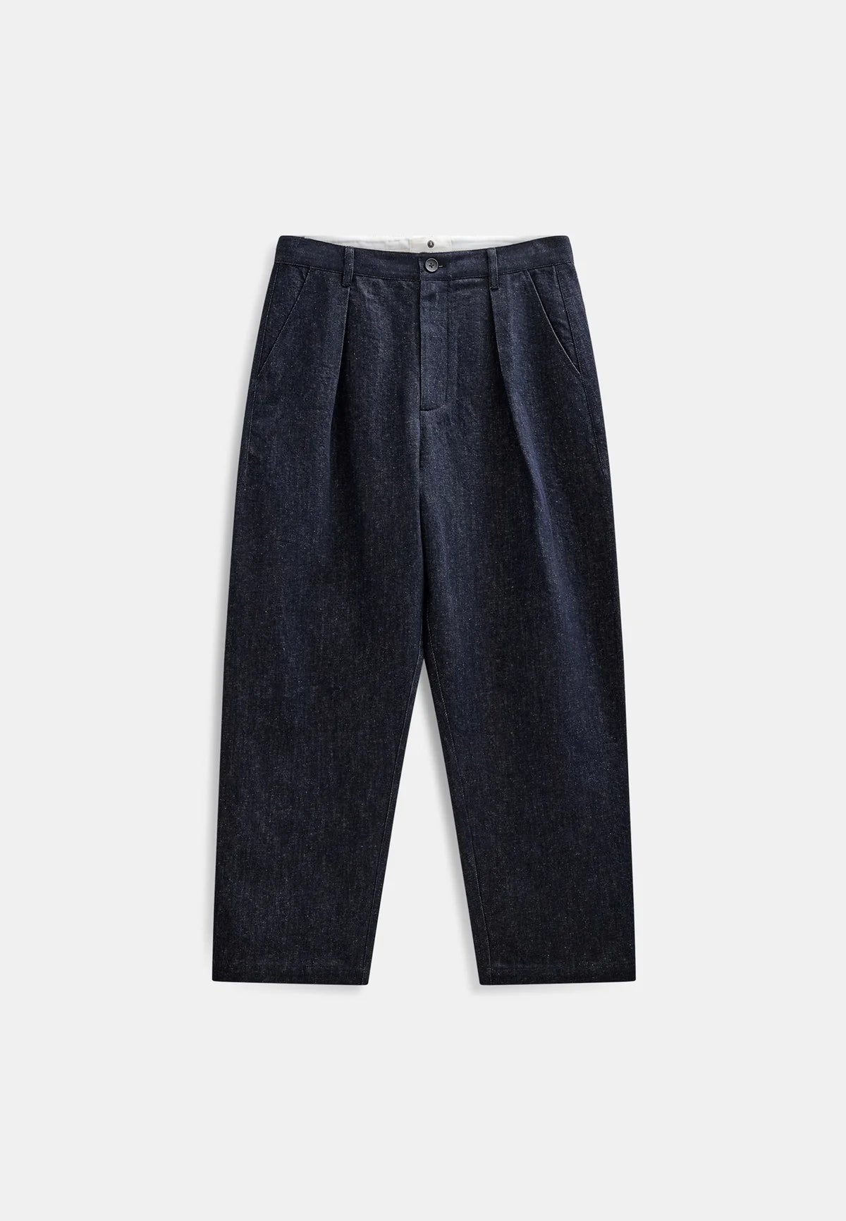 PANTALONI DENIM IN COTONE E LINO BLU SCURO