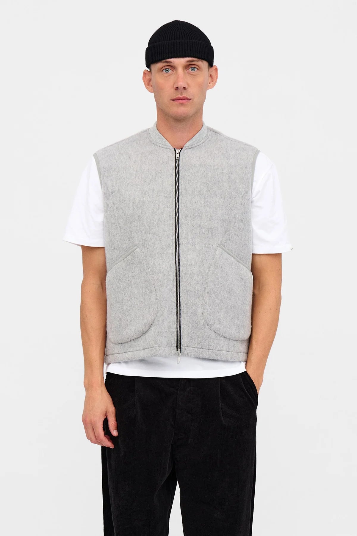 GILET IN LANA GRIGIO CHIARO