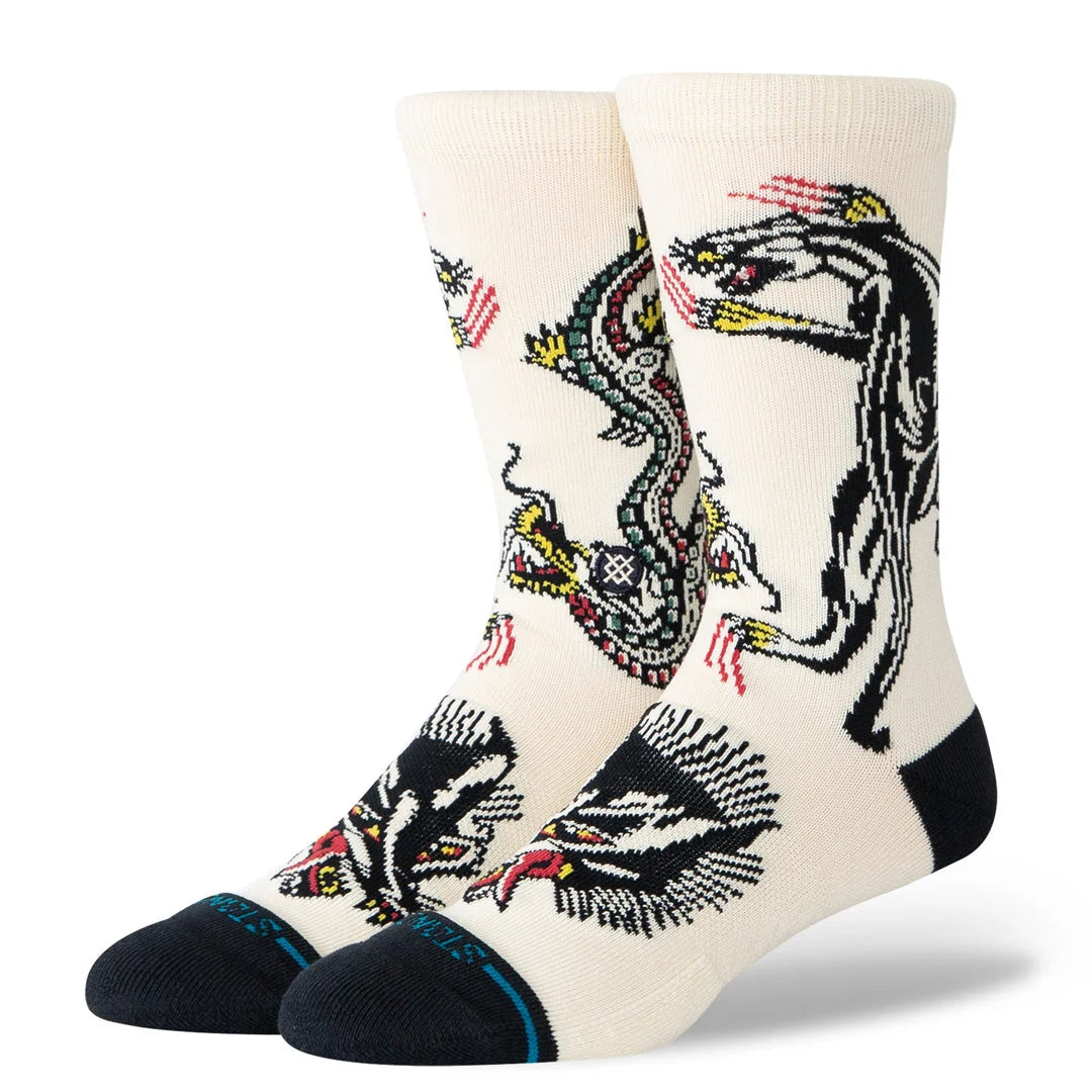 CALZINI CON GRAFICHE IN COTONE CREMA