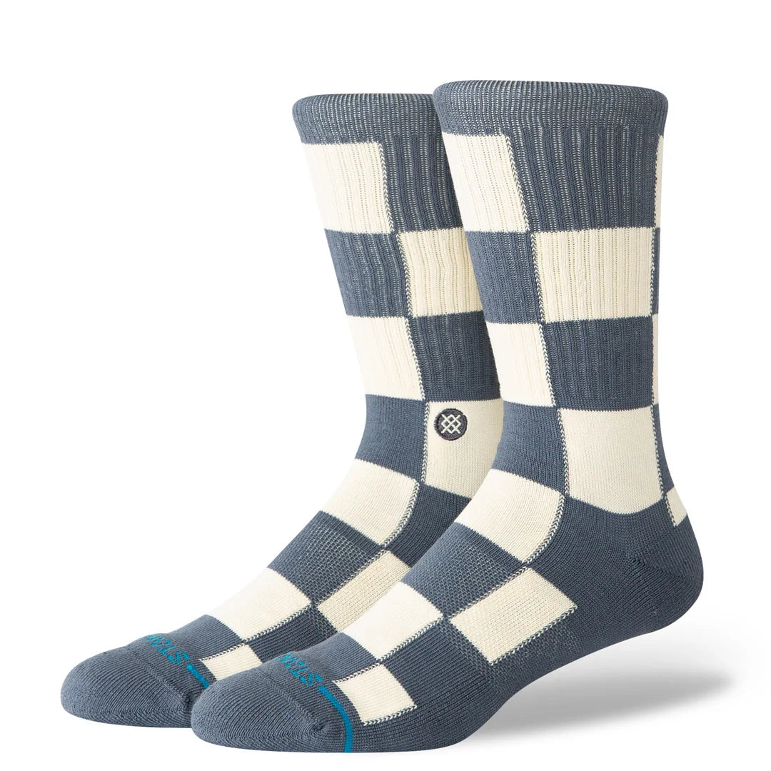 CALZINI A SCACCHI IN COTONE BIANCO E GRIGIO SCURO