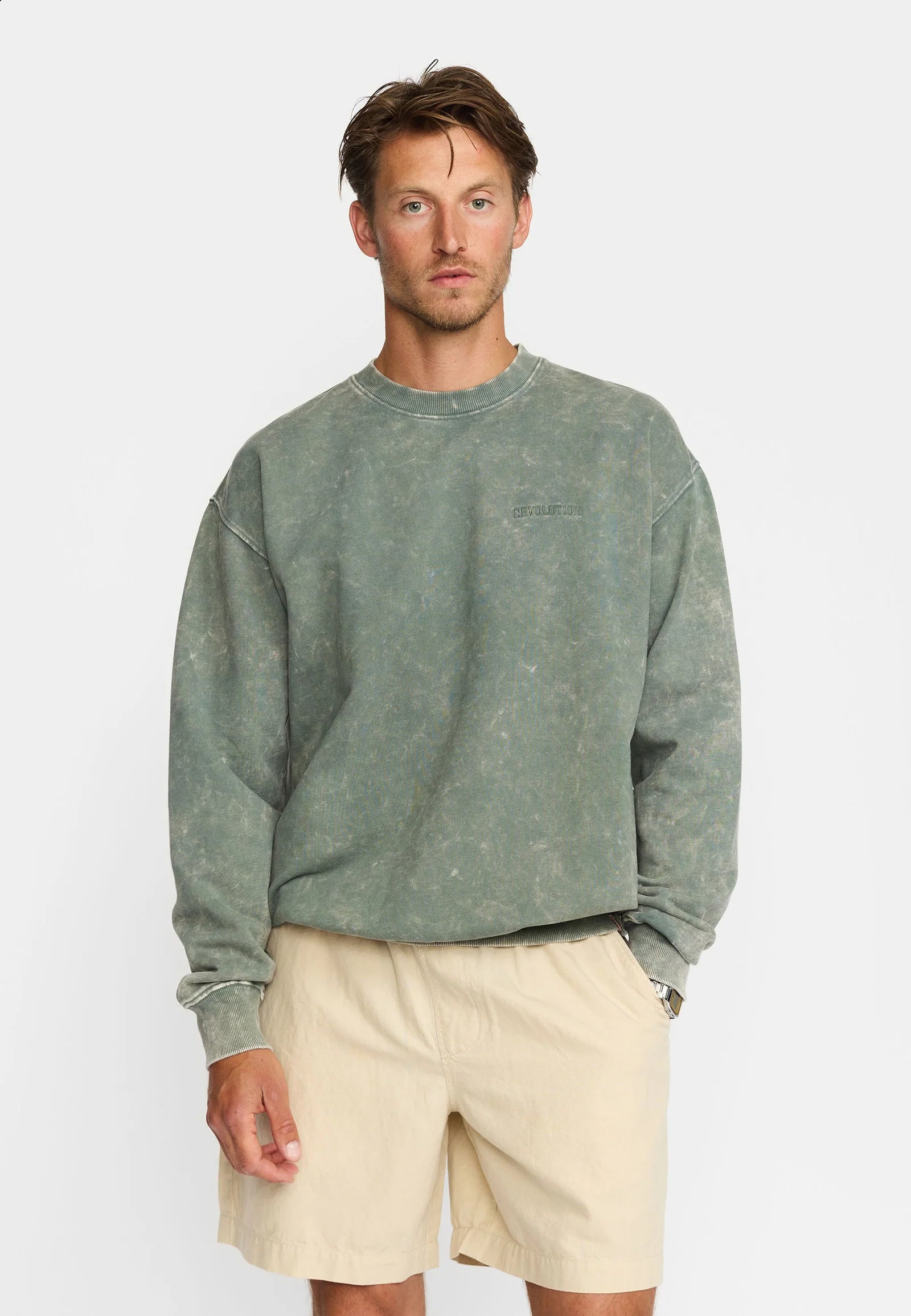 FELPA GIROCOLLO IN COTONE VERDE