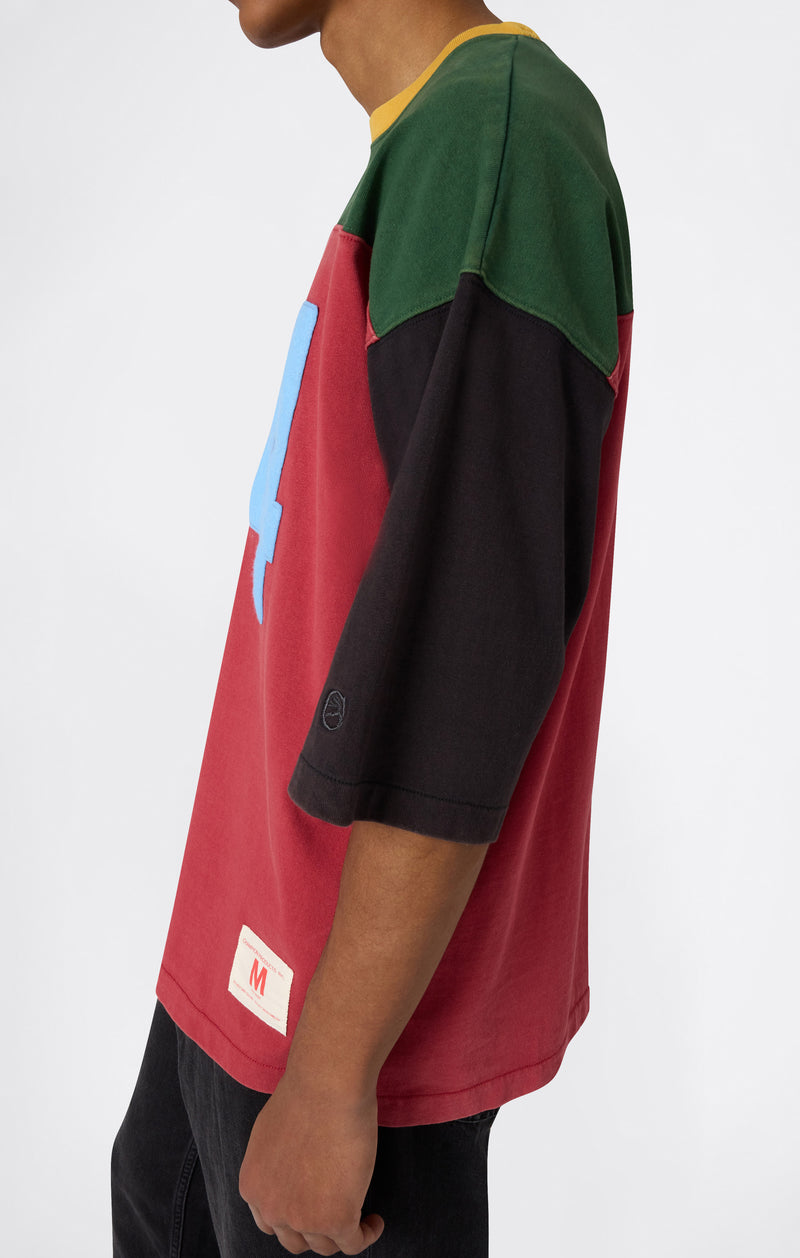 T-SHIRT CON MANICHE A 3/4 ROSSA
