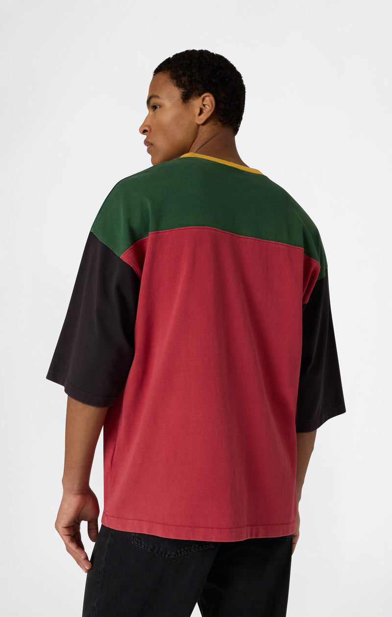 T-SHIRT CON MANICHE A 3/4 ROSSA