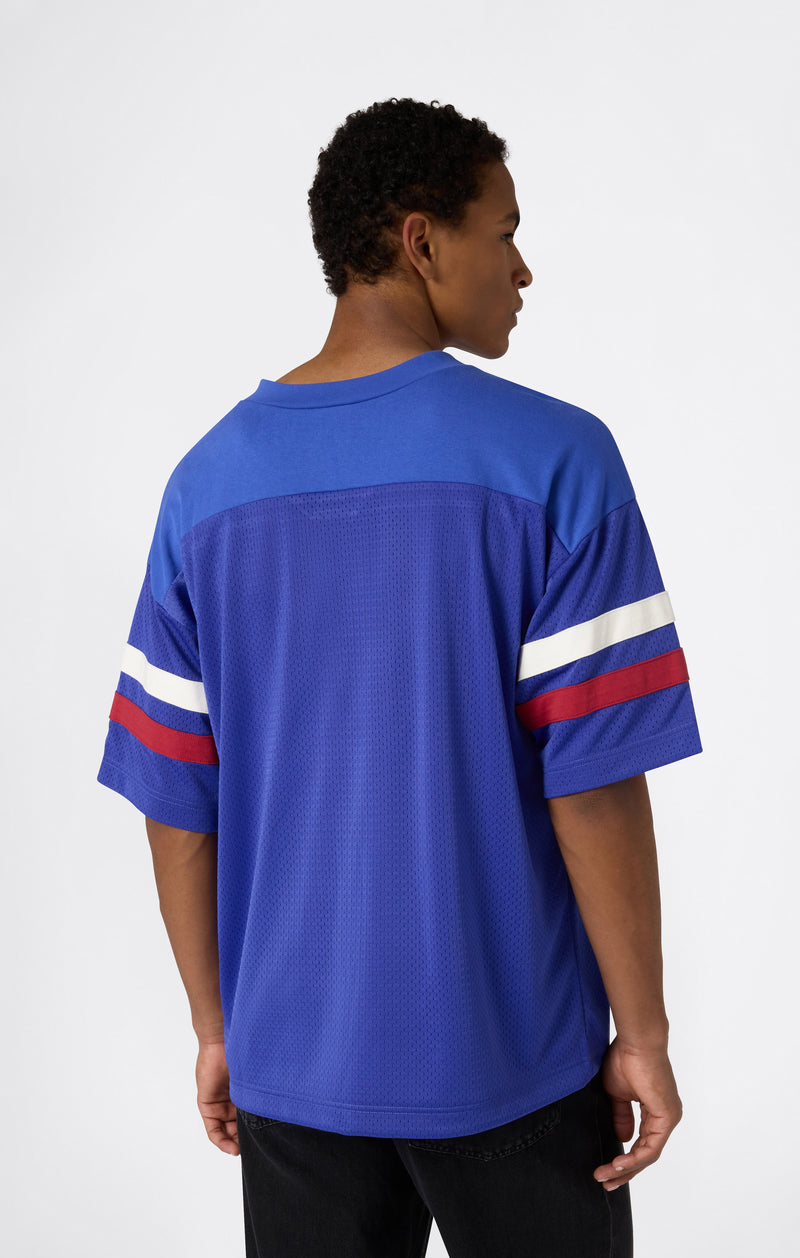 T-SHIRT CON SCOLLO A V BLU MALIBU