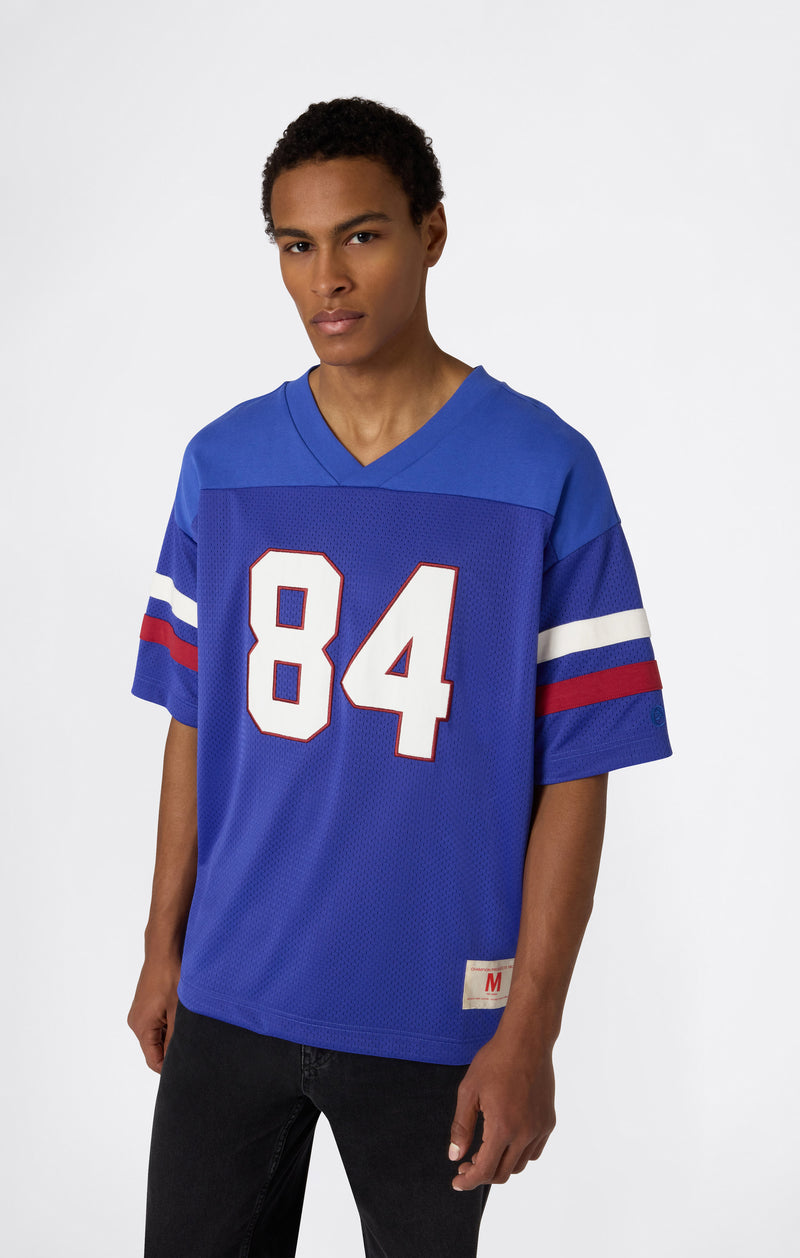 T-SHIRT CON SCOLLO A V BLU MALIBU