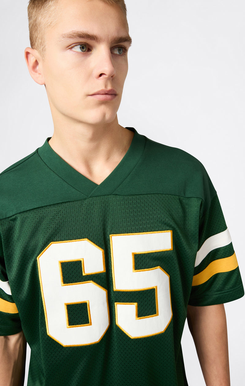 T-SHIRT CON SCOLLO A V VERDE BOSCO