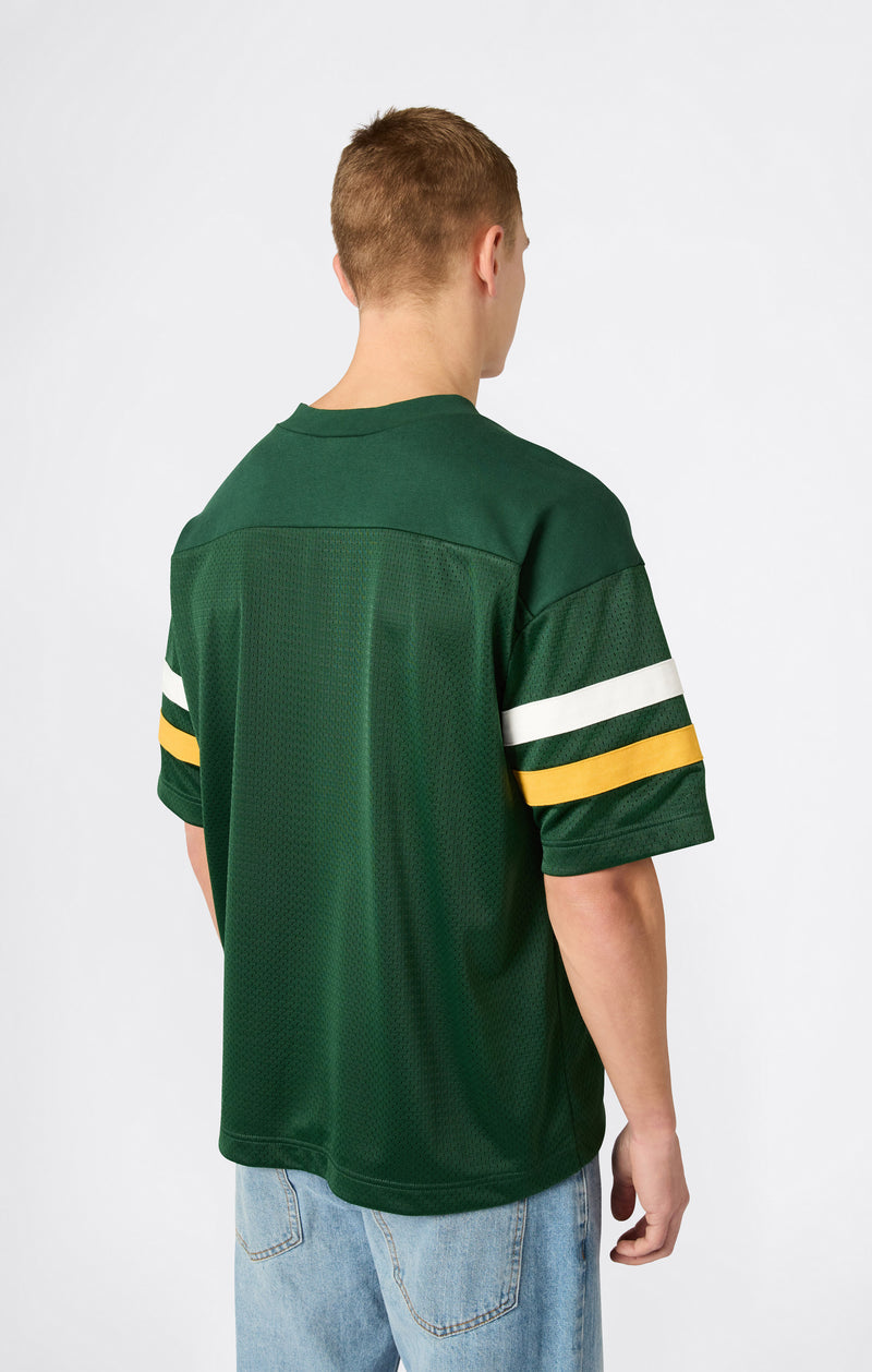 T-SHIRT CON SCOLLO A V VERDE BOSCO