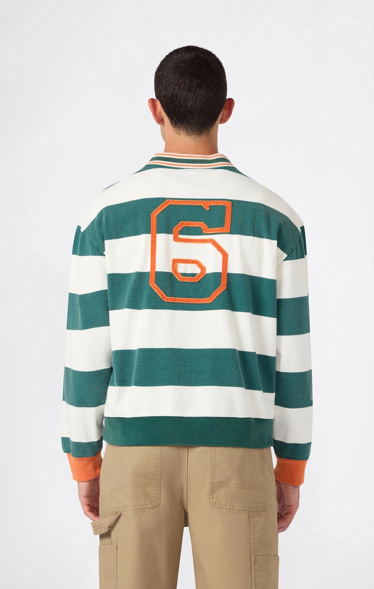 POLO A MANICHE LUNGHE IN COTONE VERDE E BIANCO