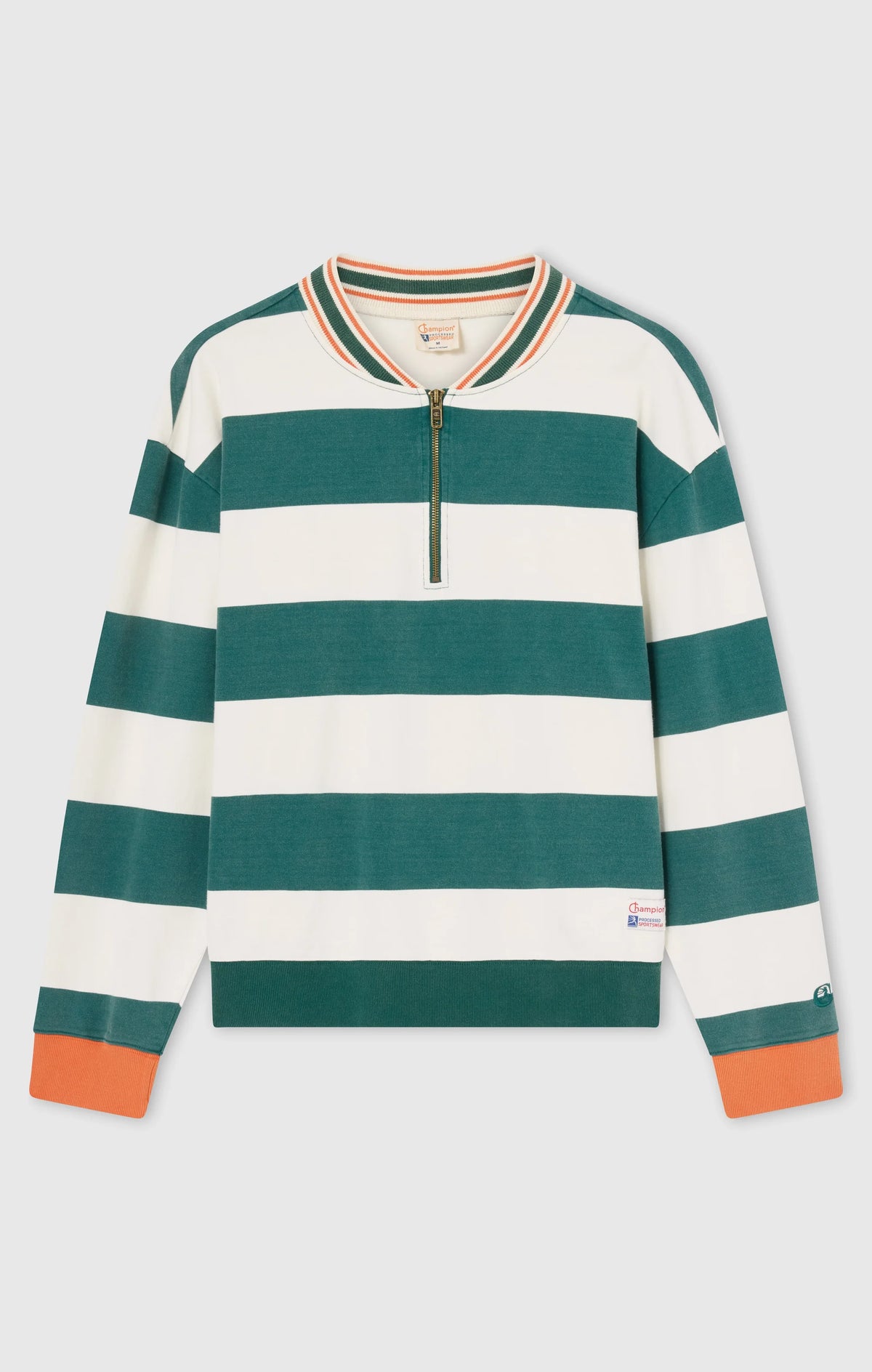 POLO A MANICHE LUNGHE IN COTONE VERDE E BIANCO