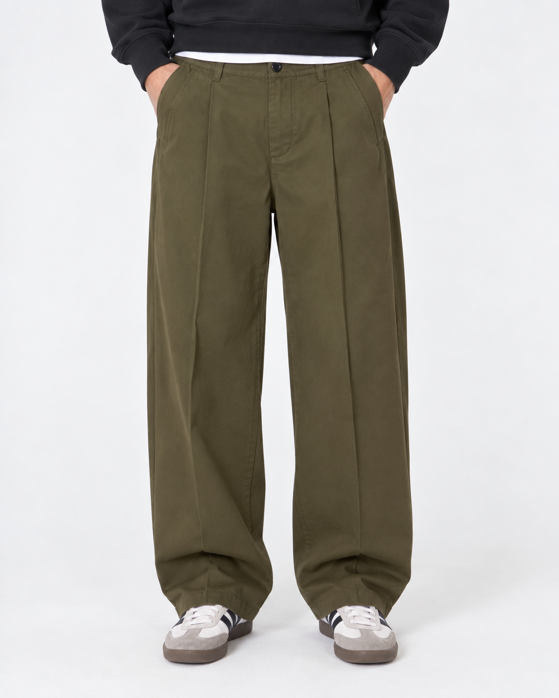 PANTALONI PLISSETTATI RELAXED FIT GRIGIO PIETRA